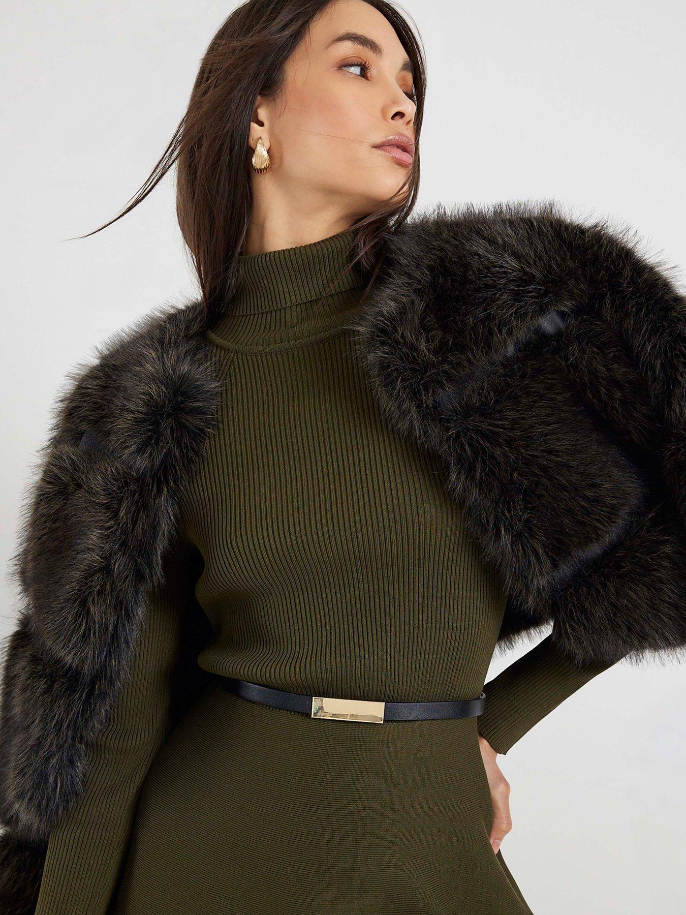  image of river-island-knitted-belted-mini-dress-green