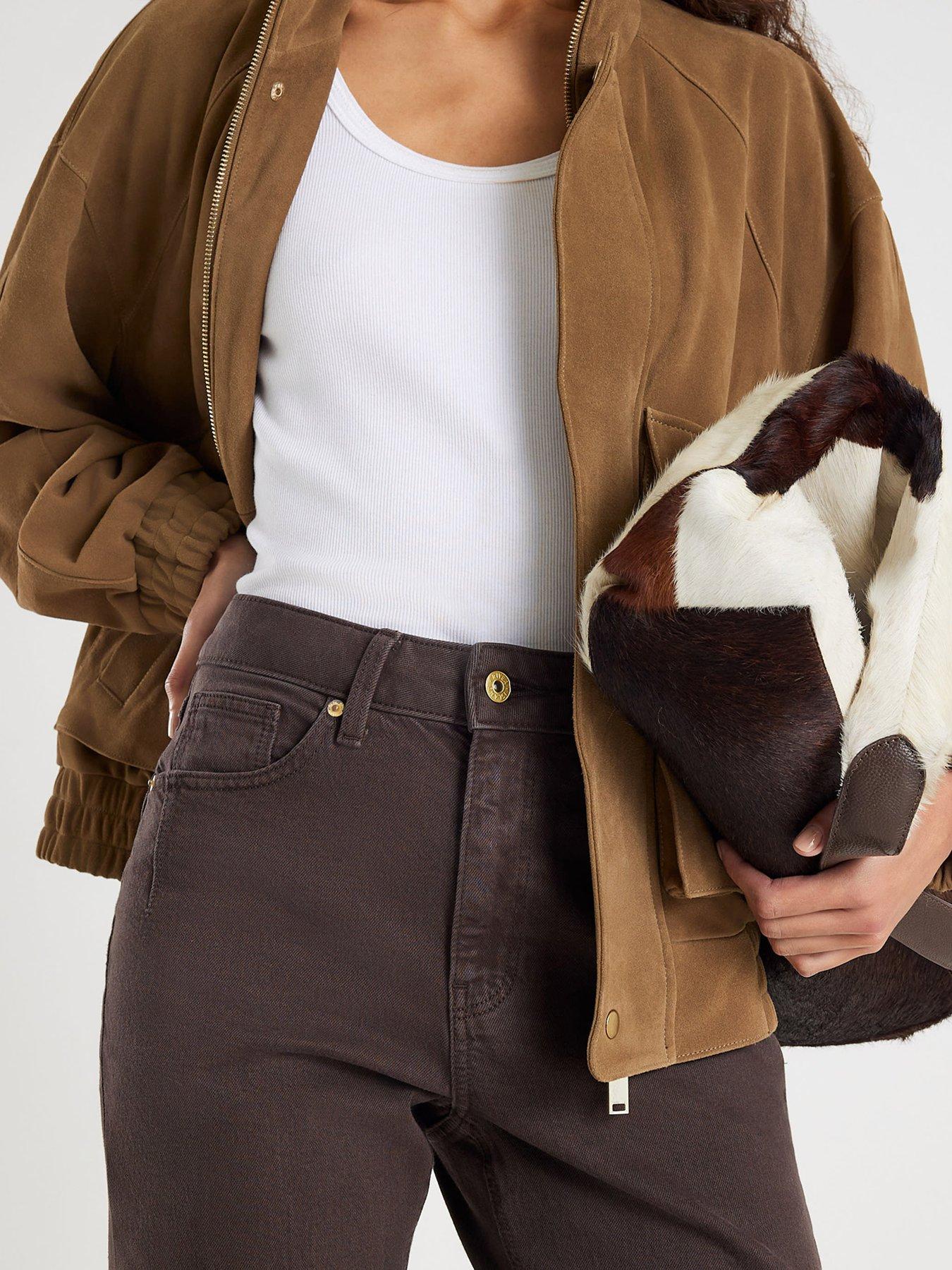  image of river-island-mid-rise-mom-sculpt-jeans-brown