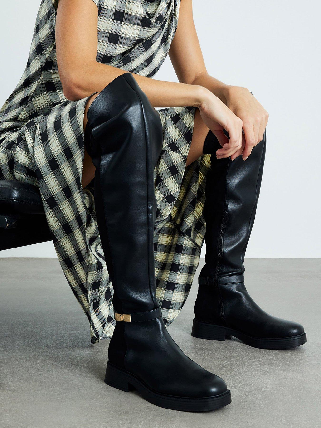 River Island Wide Fit Over The Knee Riding Boots - Black