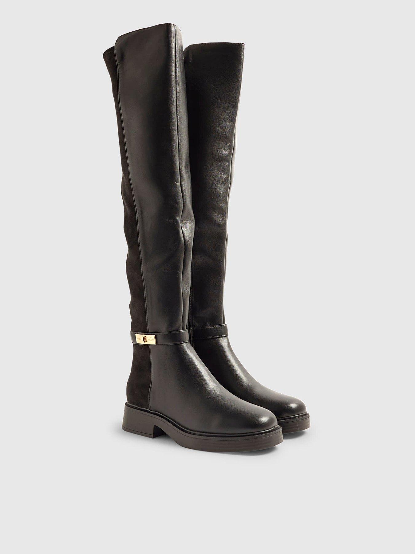  image of river-island-wide-fit-over-the-knee-riding-boots-black