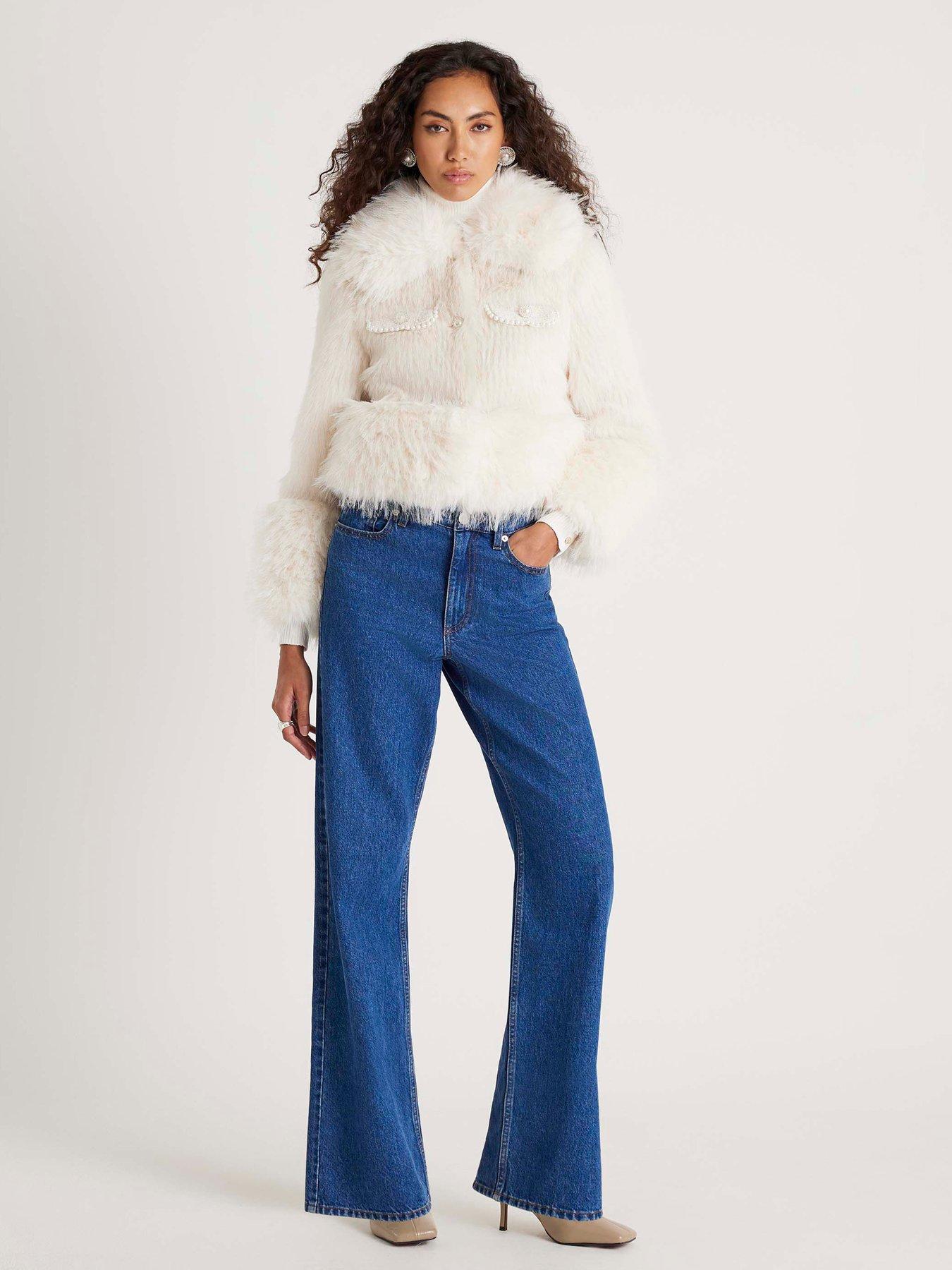  image of river-island-faux-fur-boucle-hybrid-trophy-jacket-cream