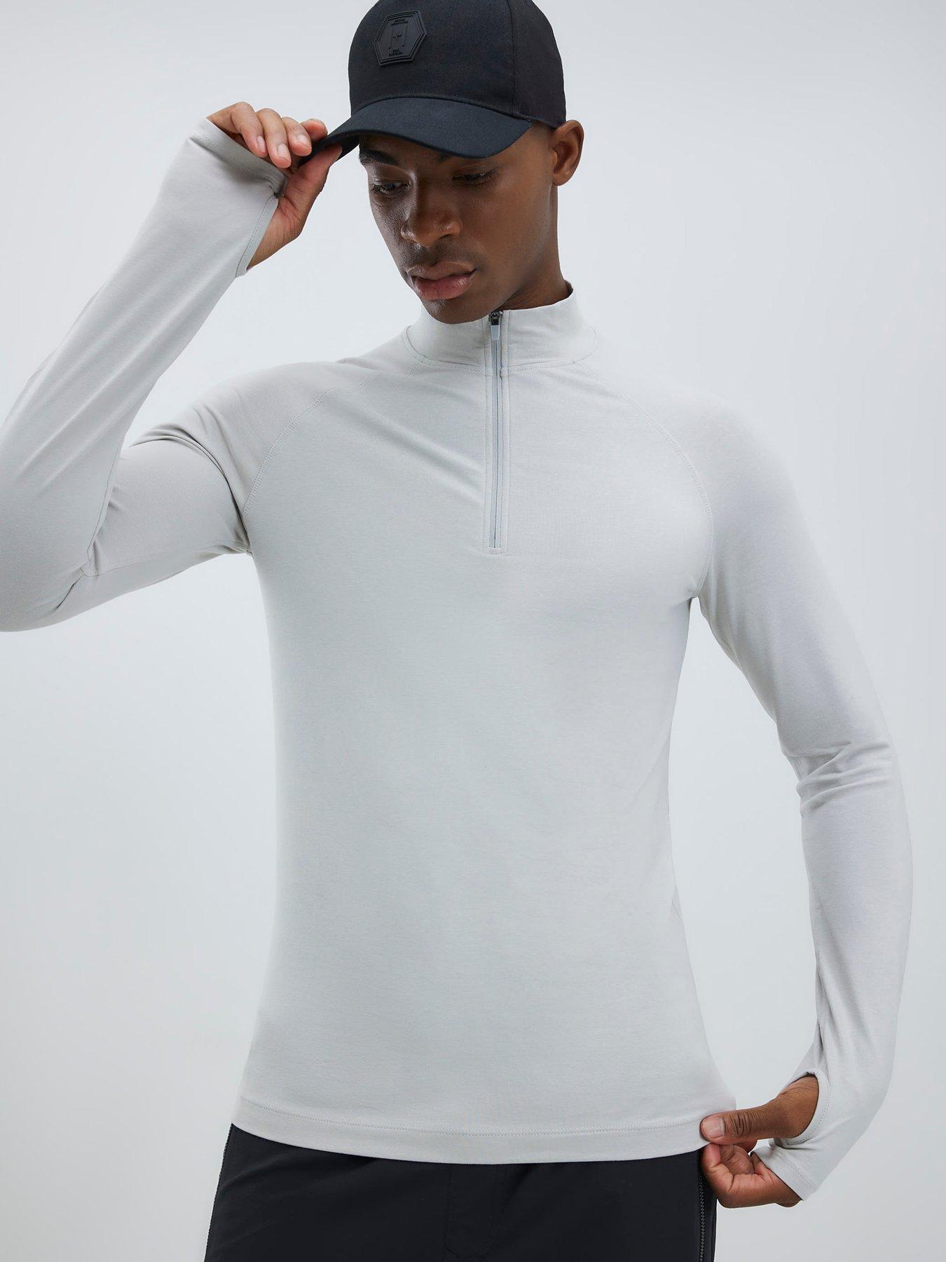 River Island Quarter Zip Funnel Top - Grey