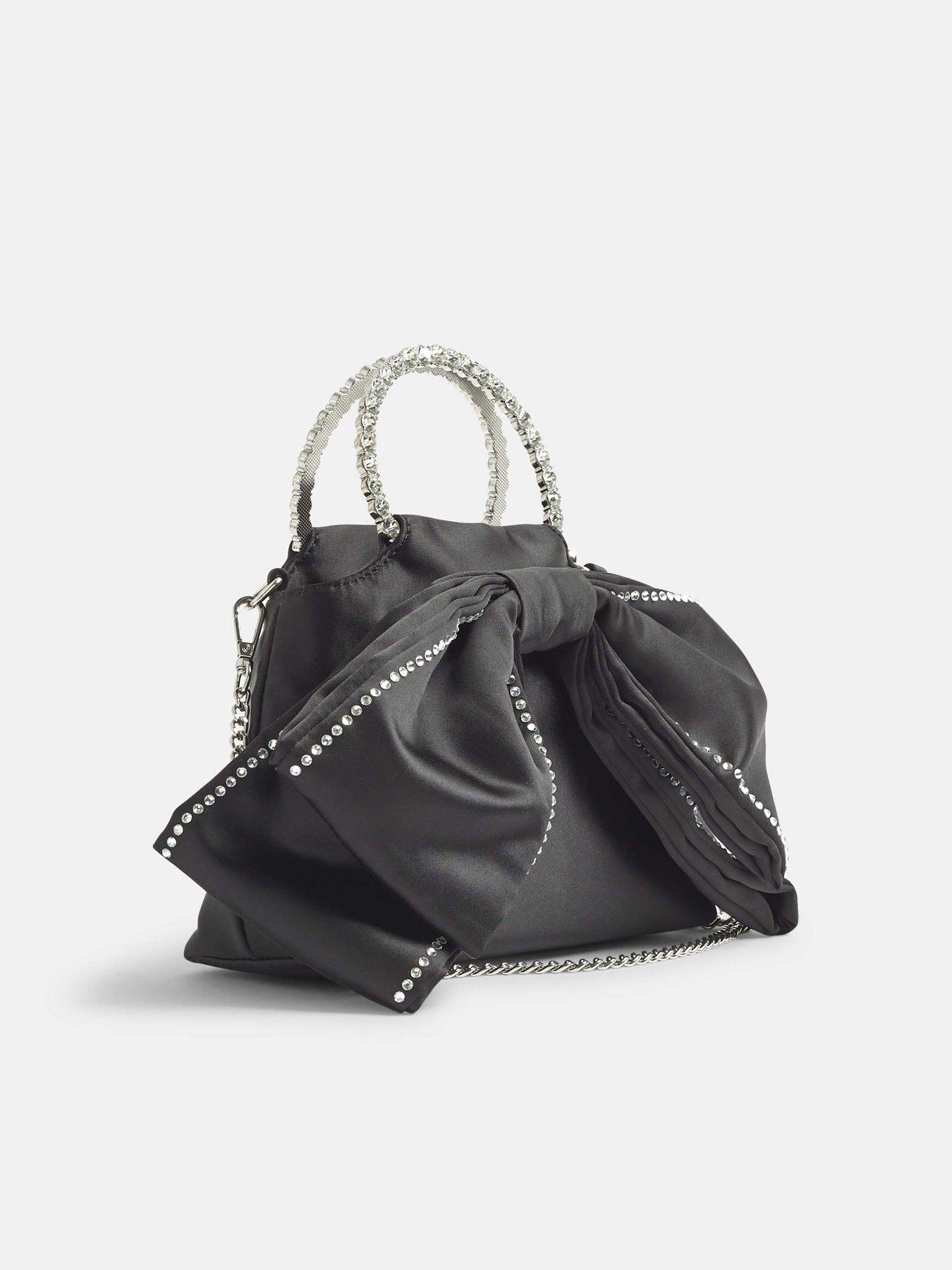 back image of river-island-diamante-bow-clutch-bag-black