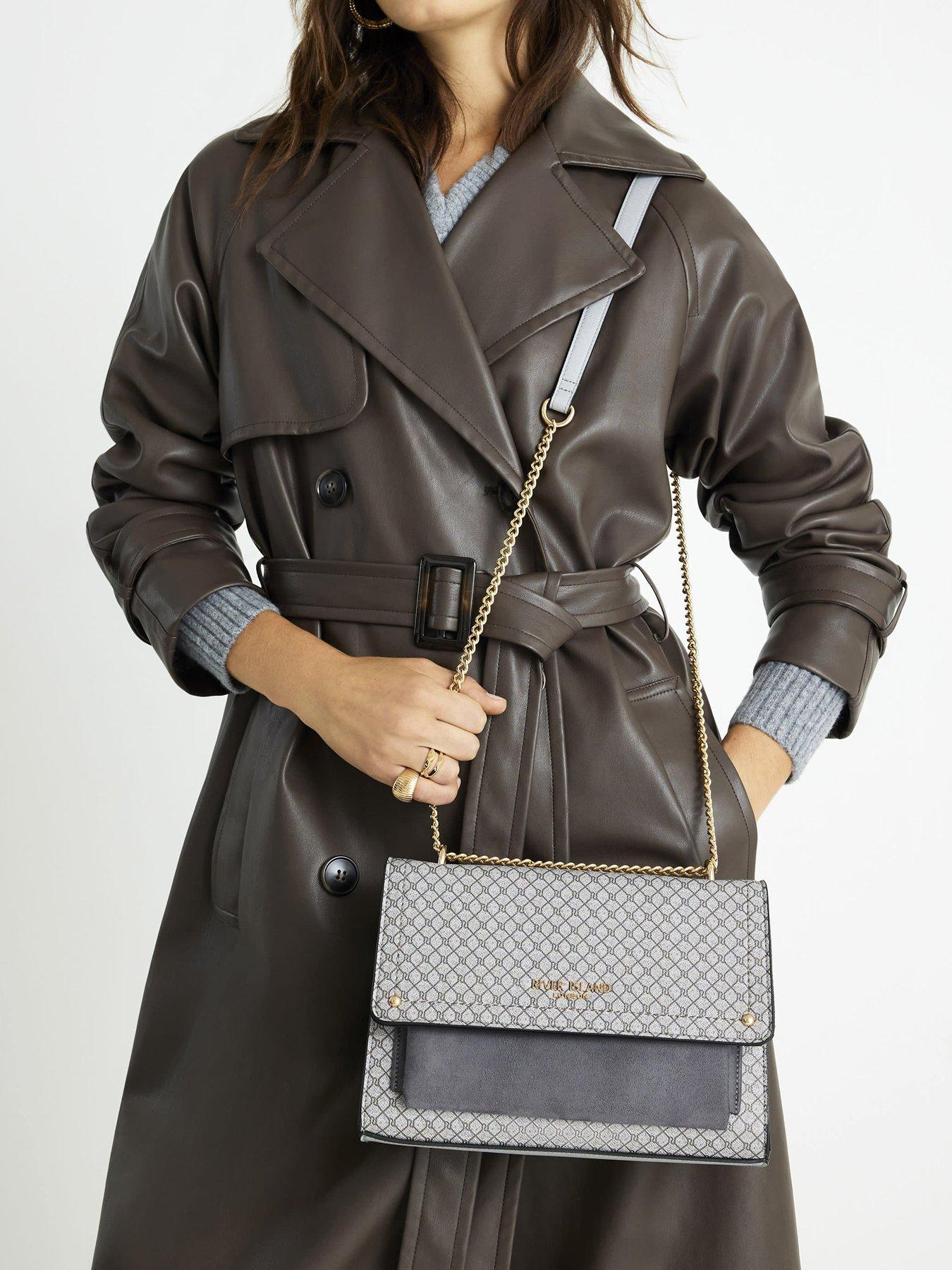  image of river-island-monogram-pocket-front-shoulder-bag-grey