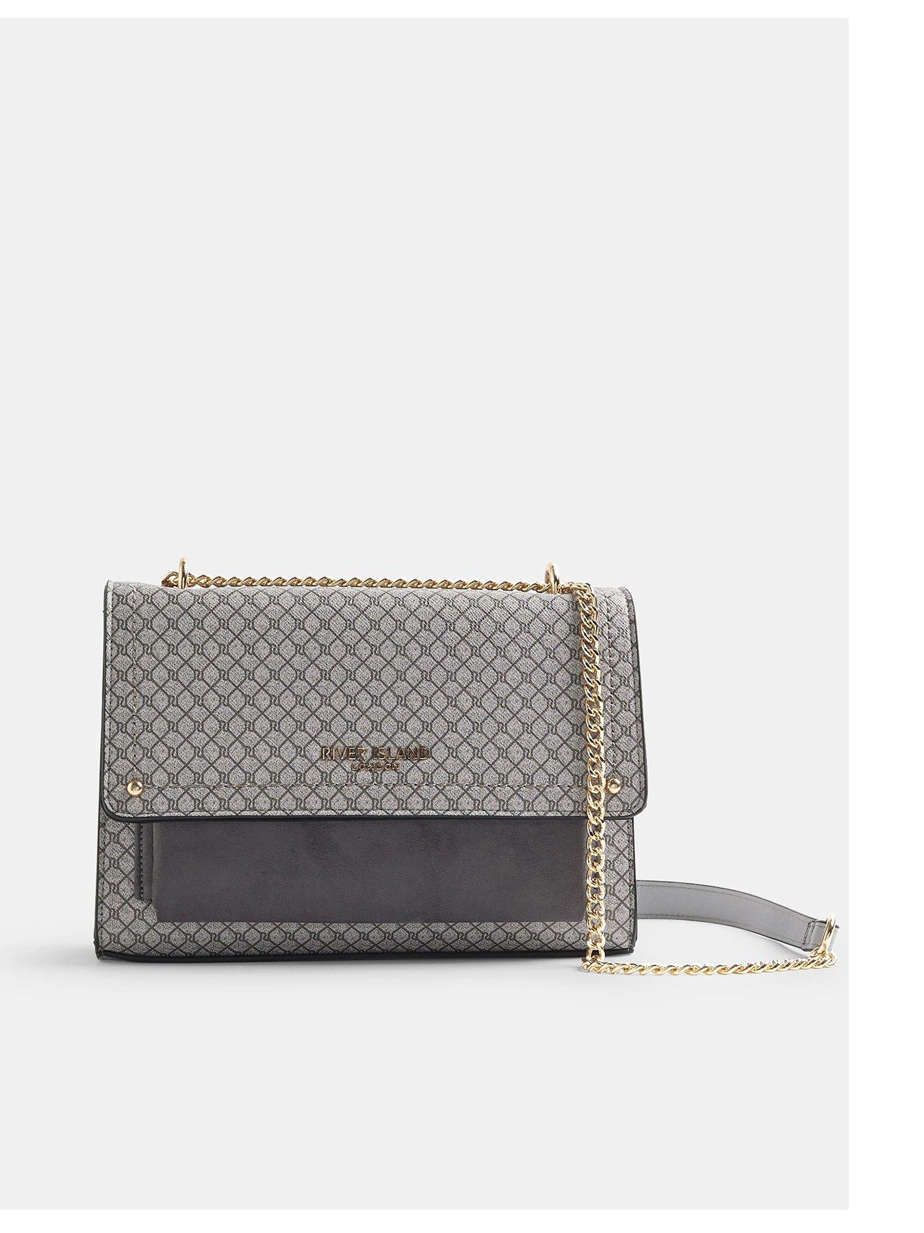  image of river-island-monogram-pocket-front-shoulder-bag-grey