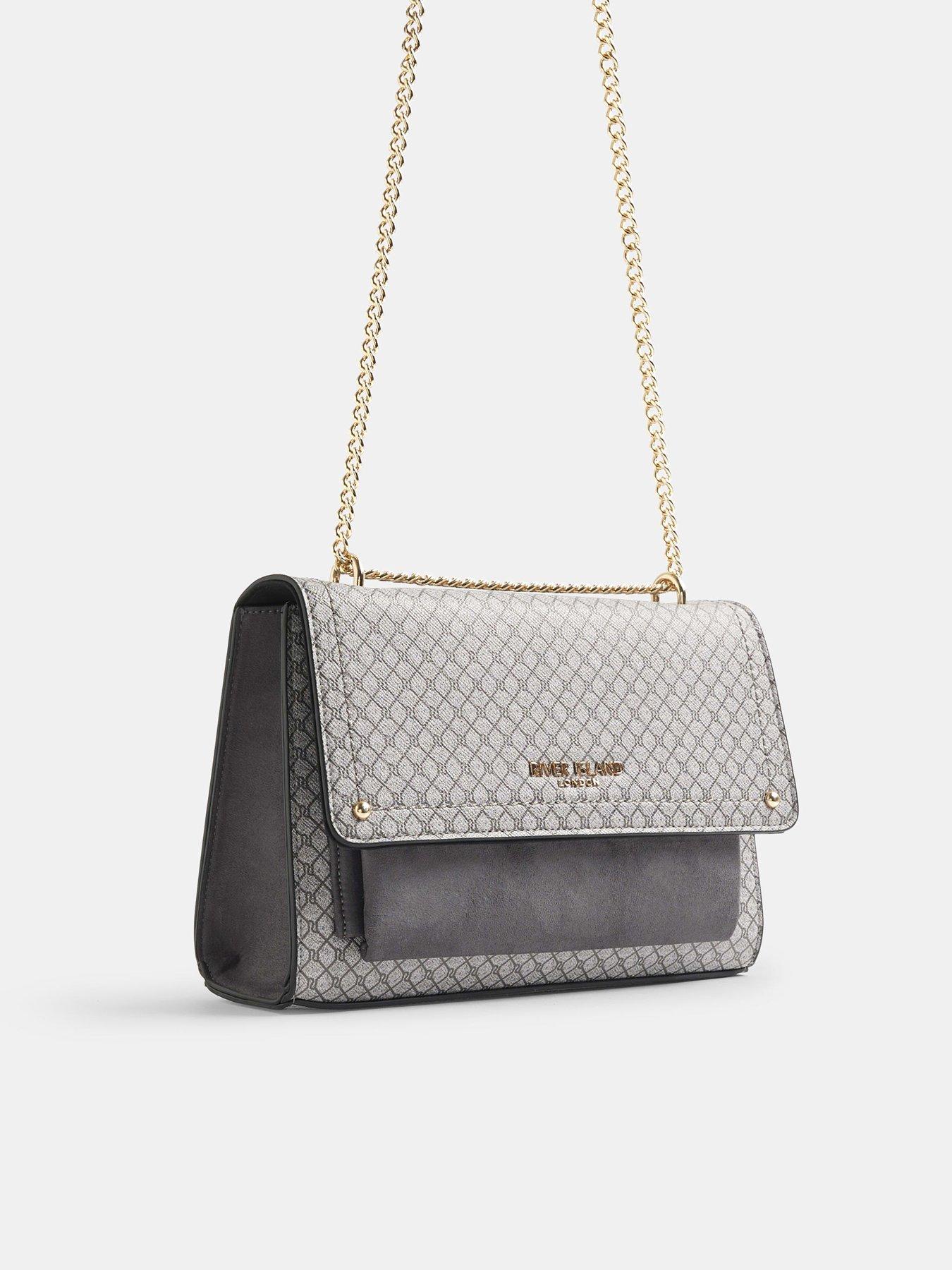  image of river-island-monogram-pocket-front-shoulder-bag-grey