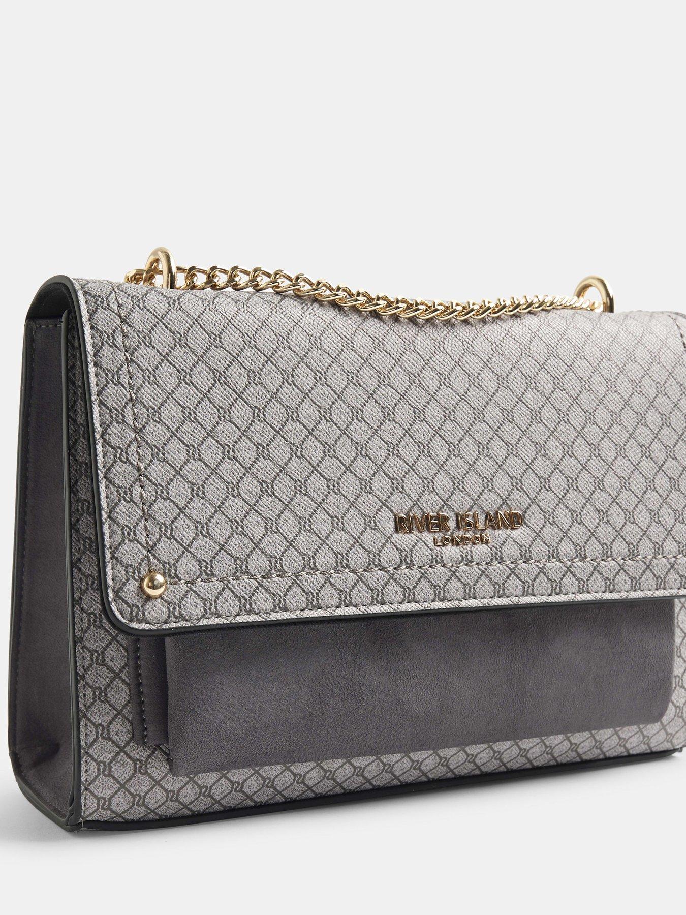  image of river-island-monogram-pocket-front-shoulder-bag-grey