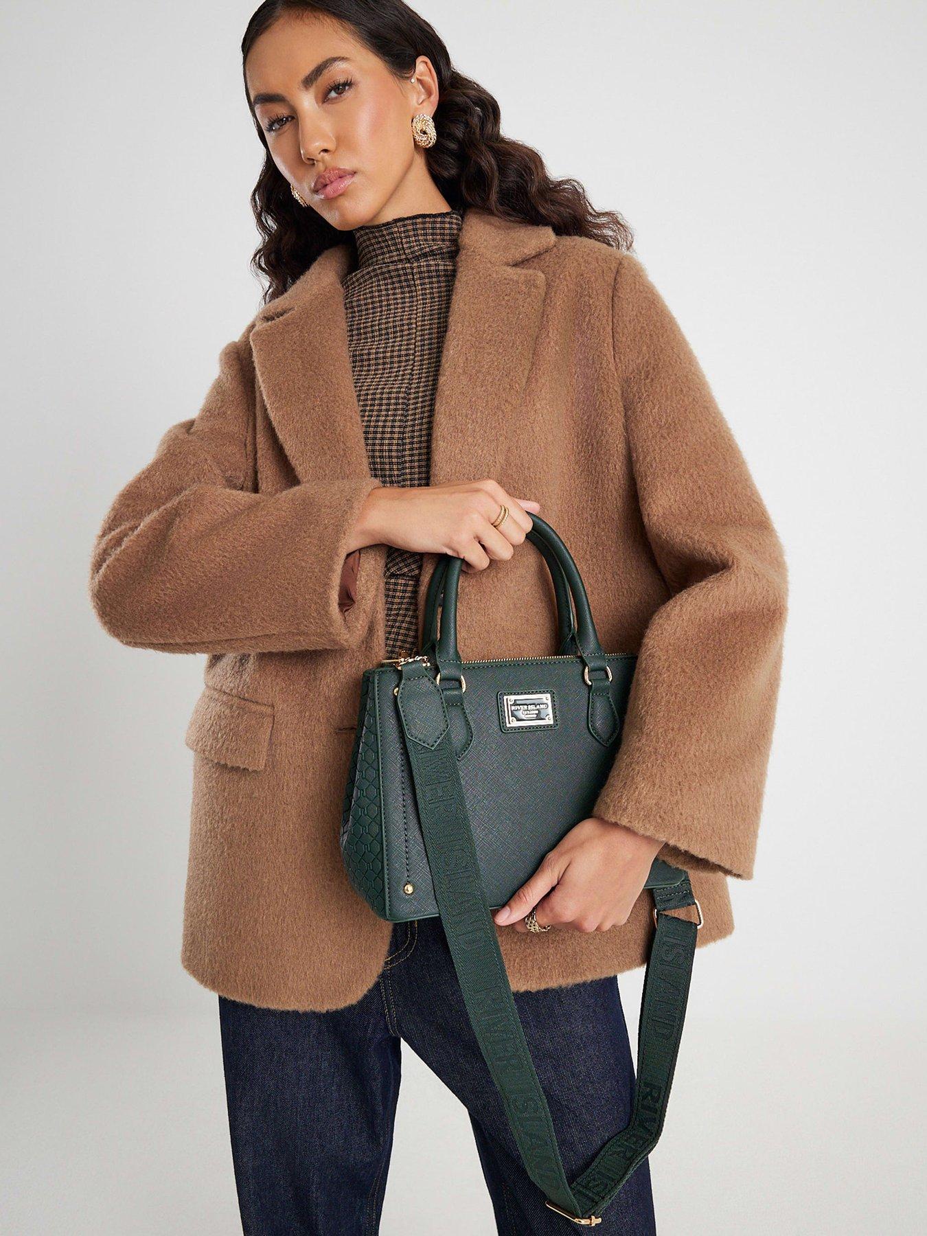 front image of river-island-ri-monogram-tote-bag-green
