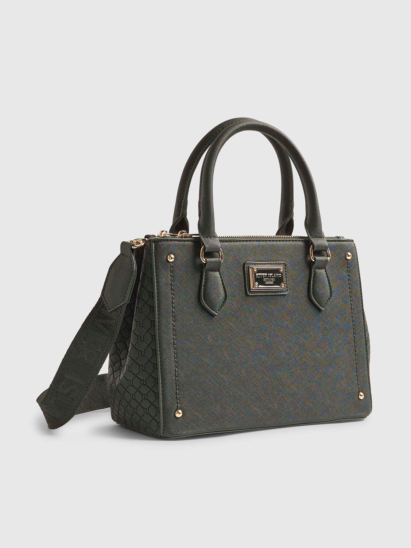 stillFront image of river-island-ri-monogram-tote-bag-green