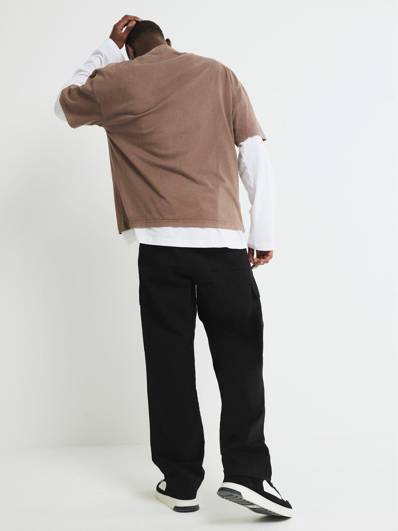 stillFront image of river-island-loose-fit-cargo-trousers-black