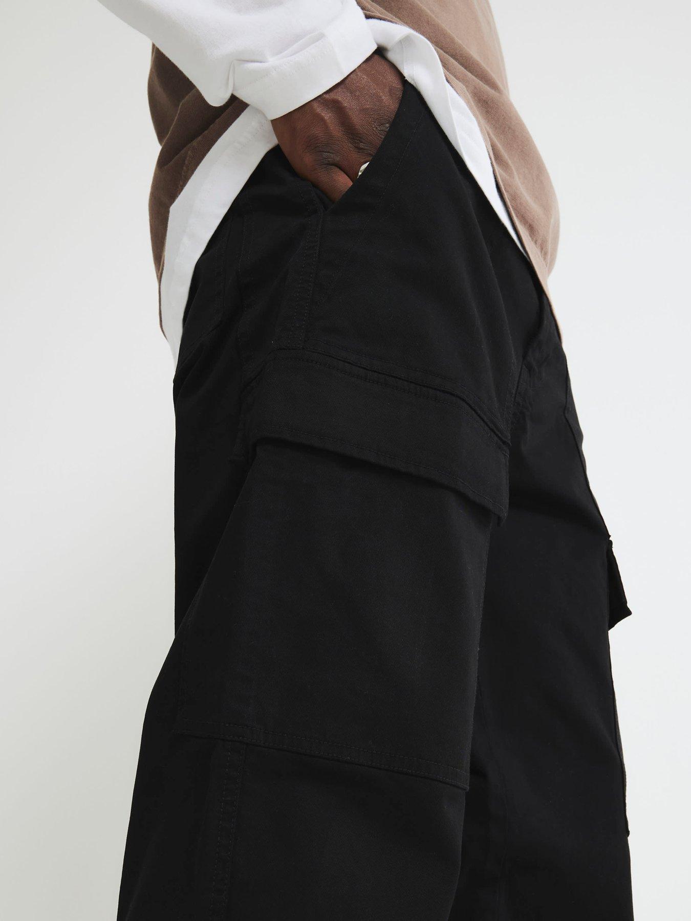  image of river-island-loose-fit-cargo-trousers-black