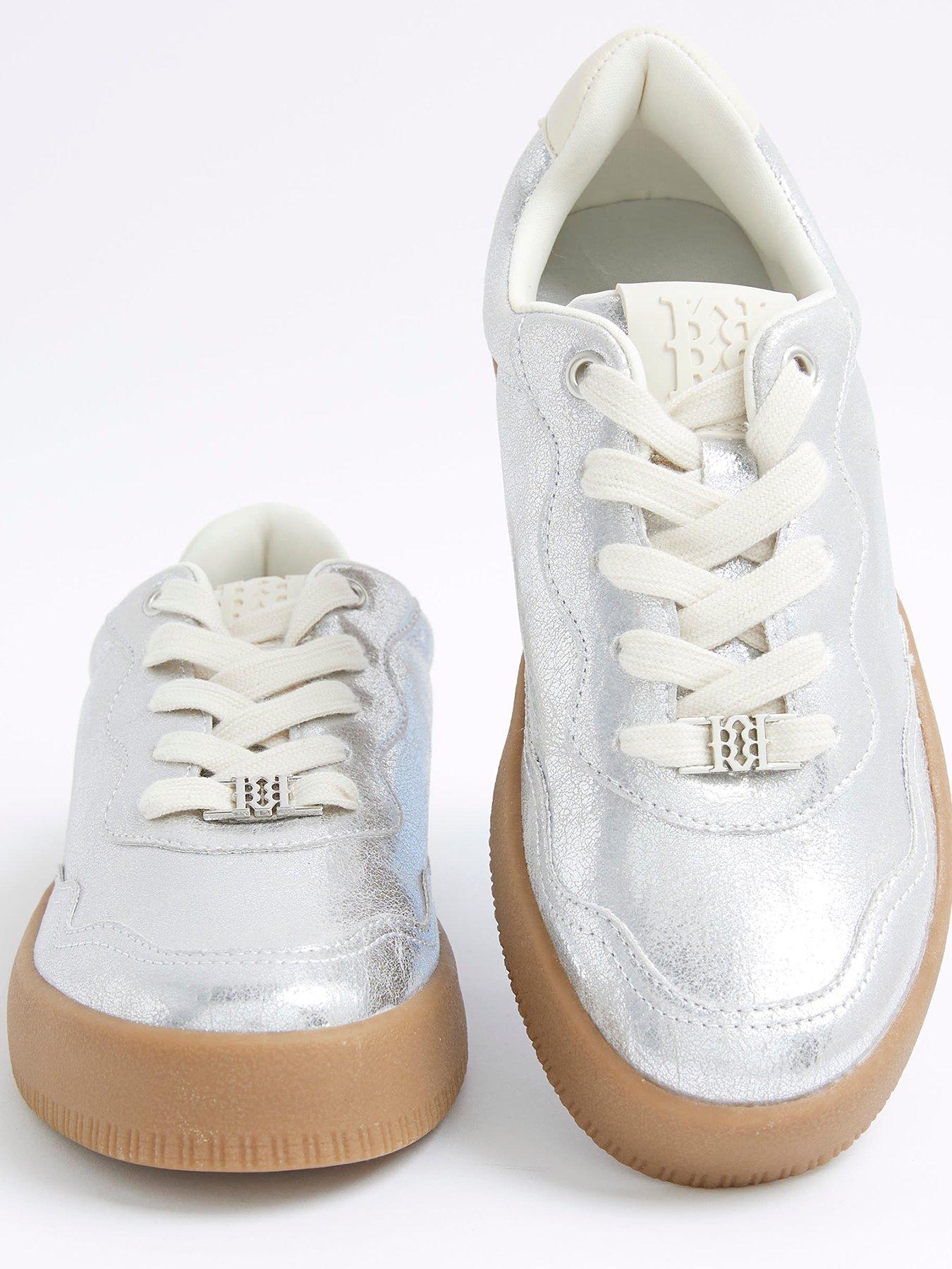  image of river-island-lace-up-trainers-silver