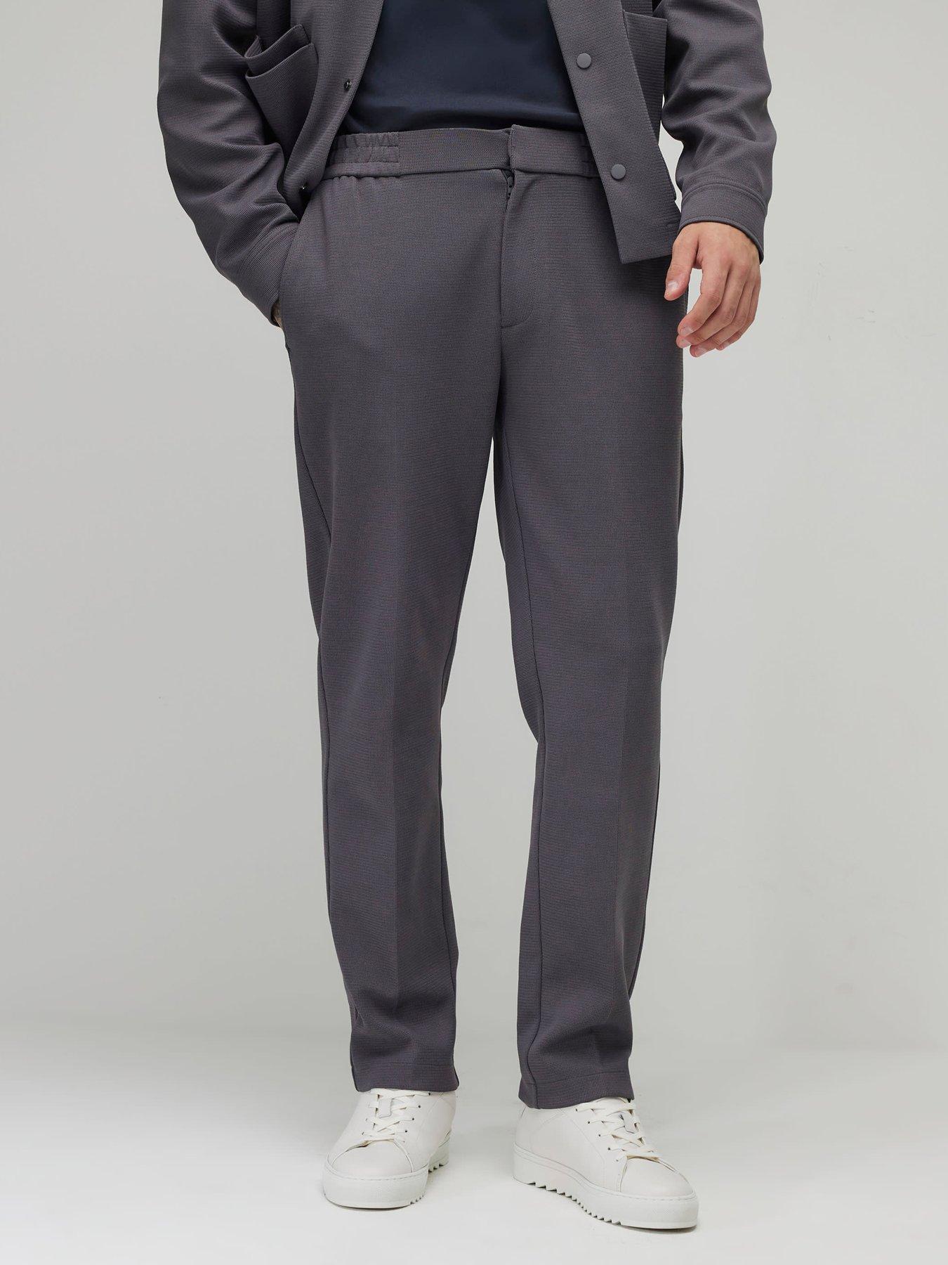  image of river-island-slim-fit-textured-trousers-grey