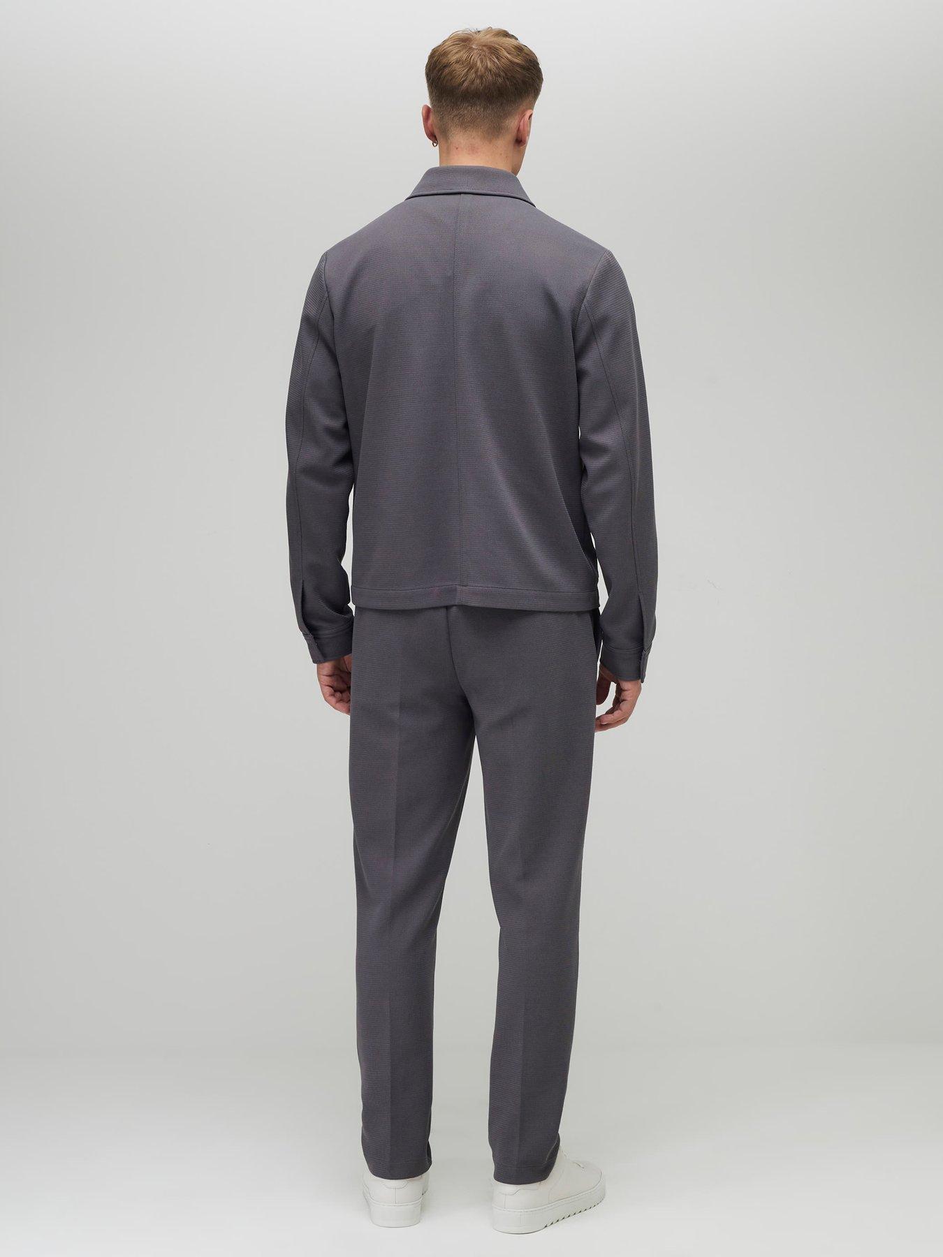  image of river-island-slim-fit-textured-trousers-grey