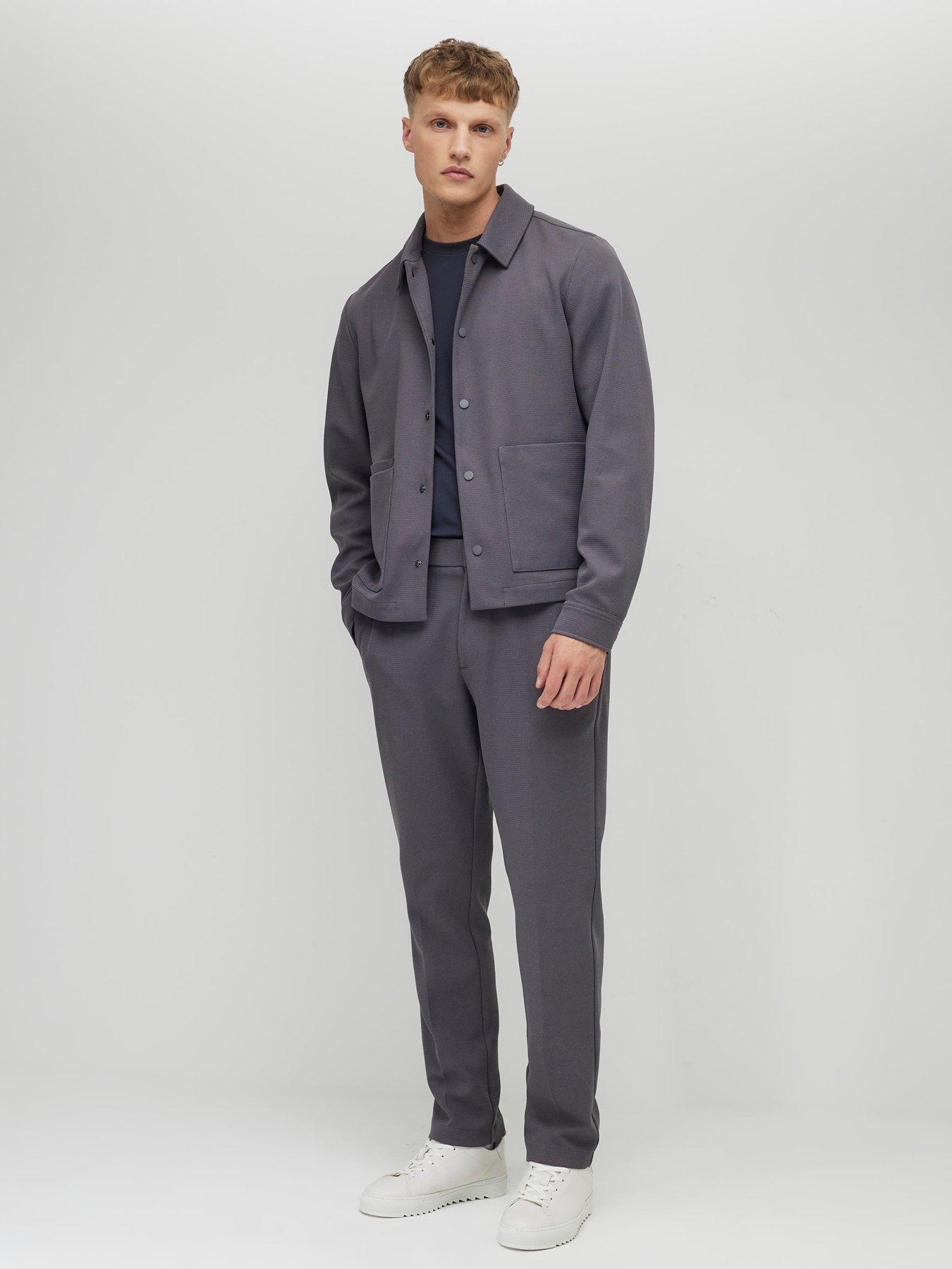  image of river-island-slim-fit-textured-trousers-grey
