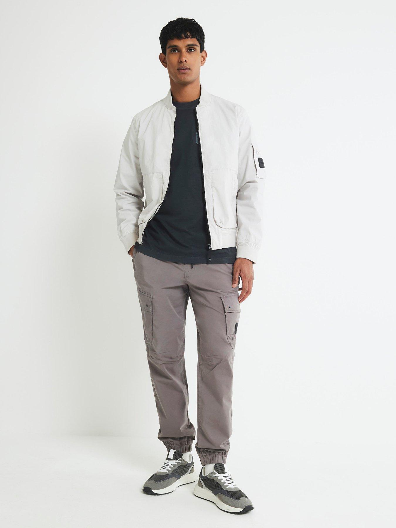  image of river-island-regular-fit-cargo-trousers-grey