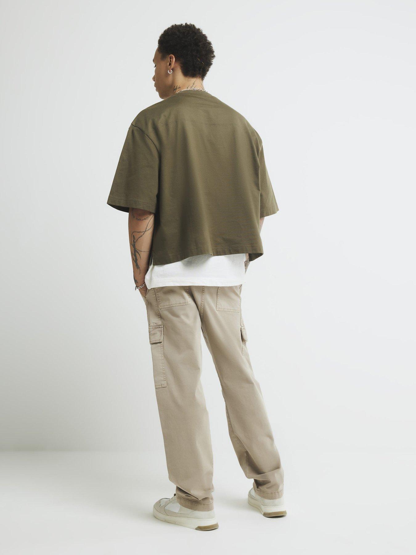  image of river-island-beige-loose-fit-cargo-trousers-natural