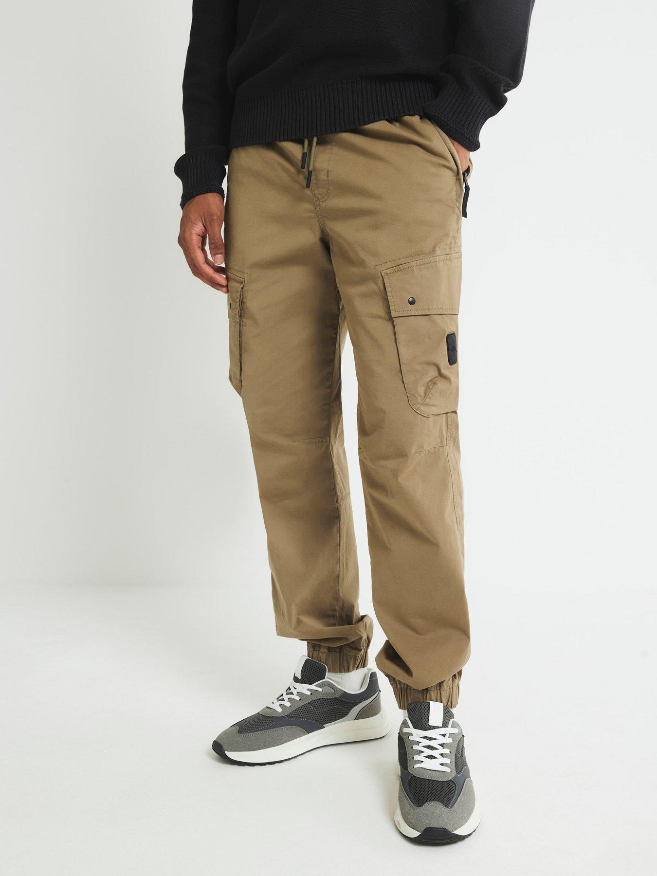  image of river-island-regular-fit-cargo-trousers-green