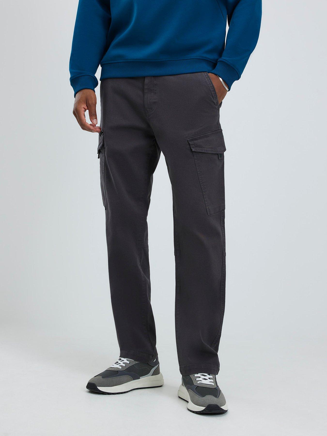  image of river-island-regular-fit-cargo-trousers-grey