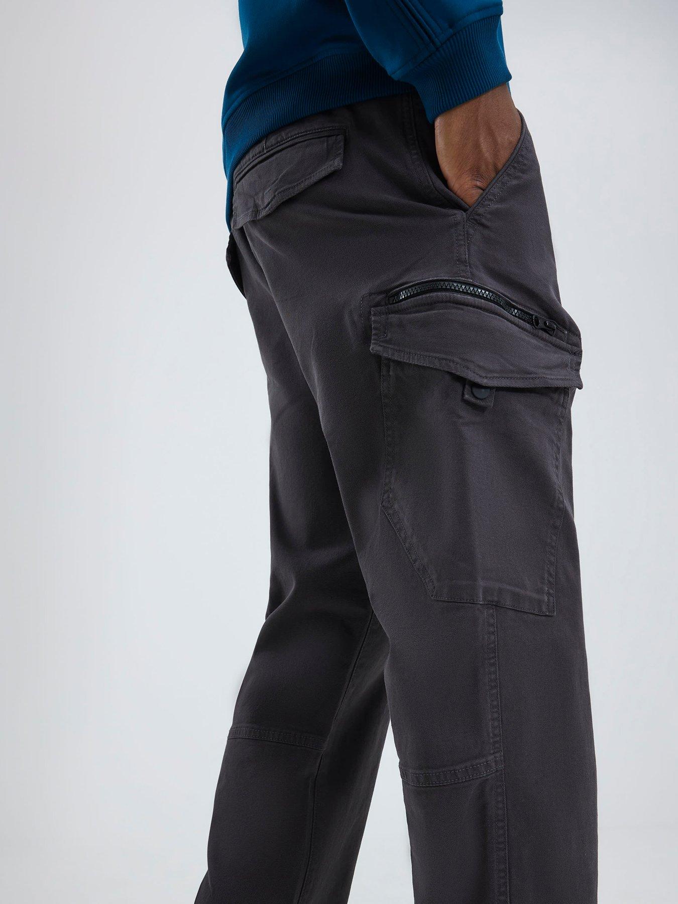  image of river-island-regular-fit-cargo-trousers-grey