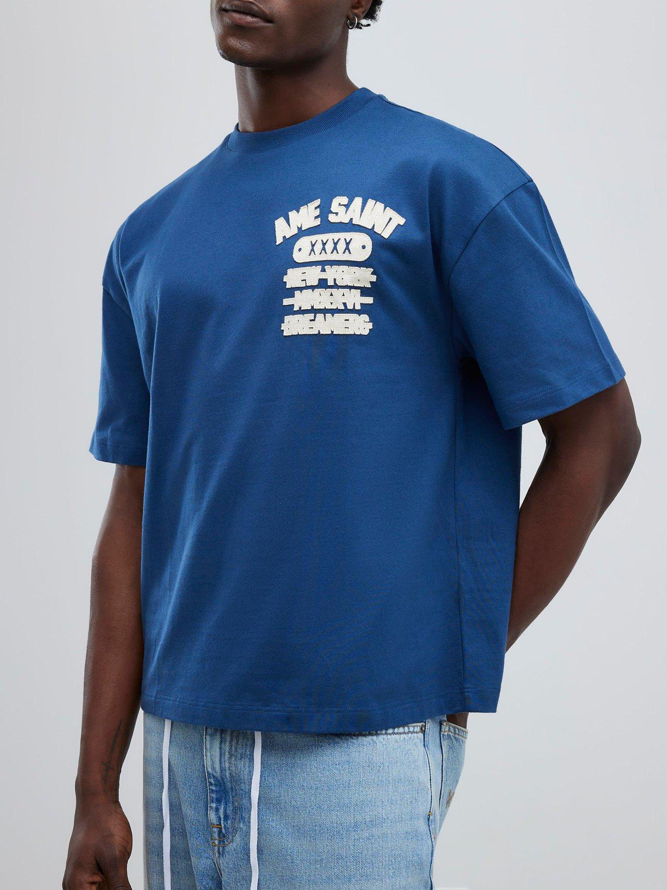 River Island Oversized Fit Ame Saint T-shirt - Blue