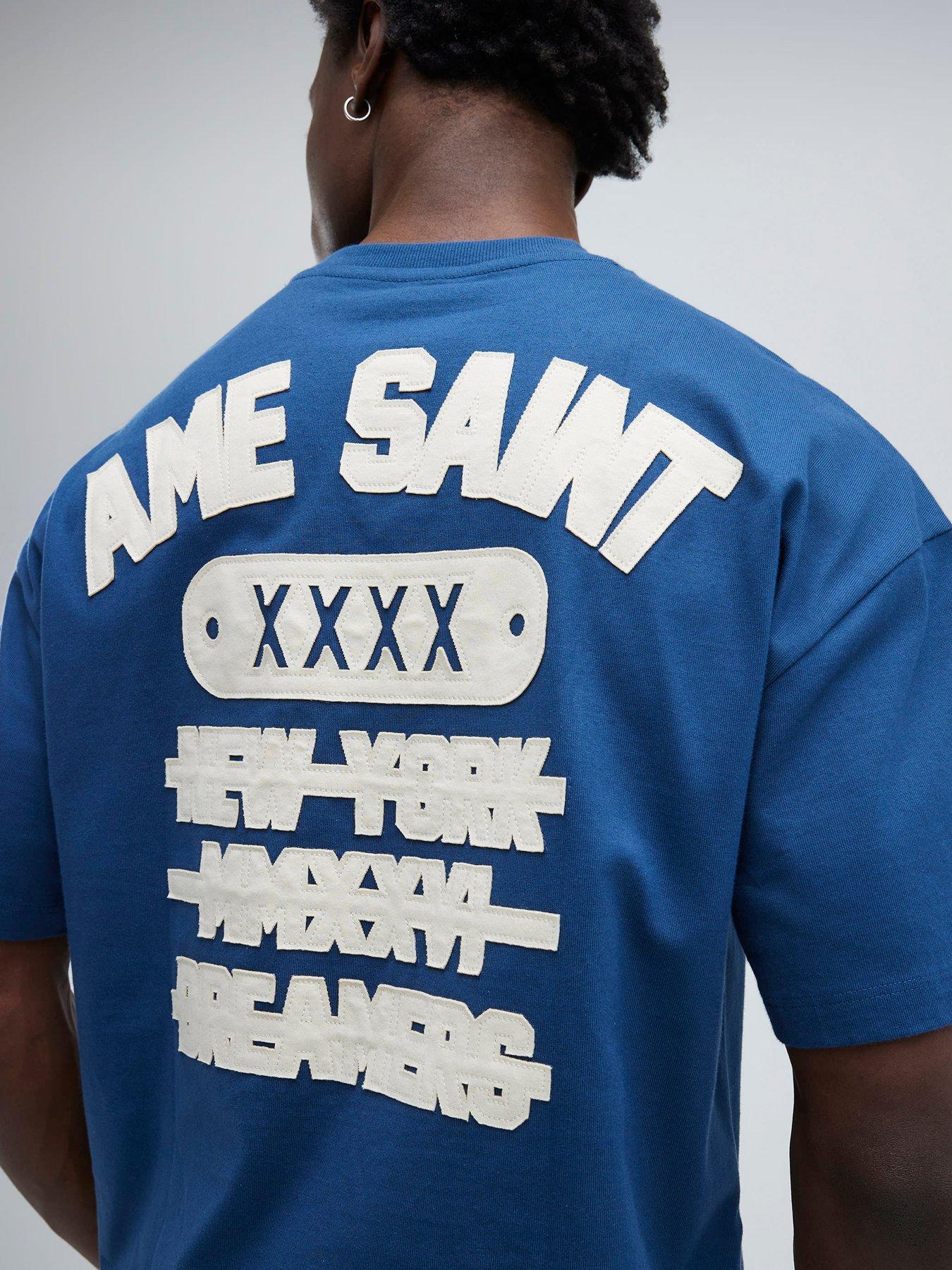  image of river-island-oversized-fit-ame-saint-t-shirt-blue
