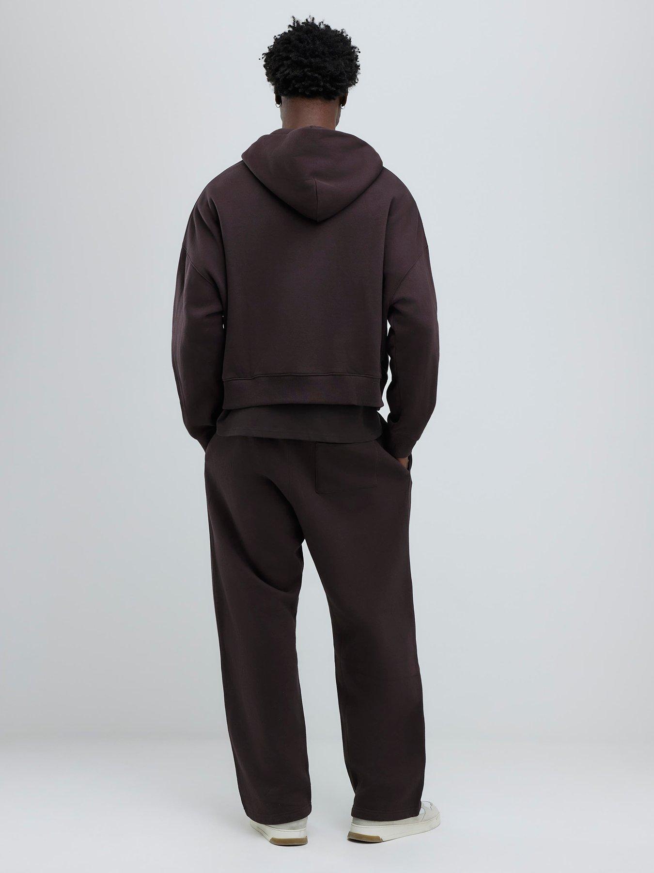 image of river-island-wide-leg-luminis-studios-joggers-brown