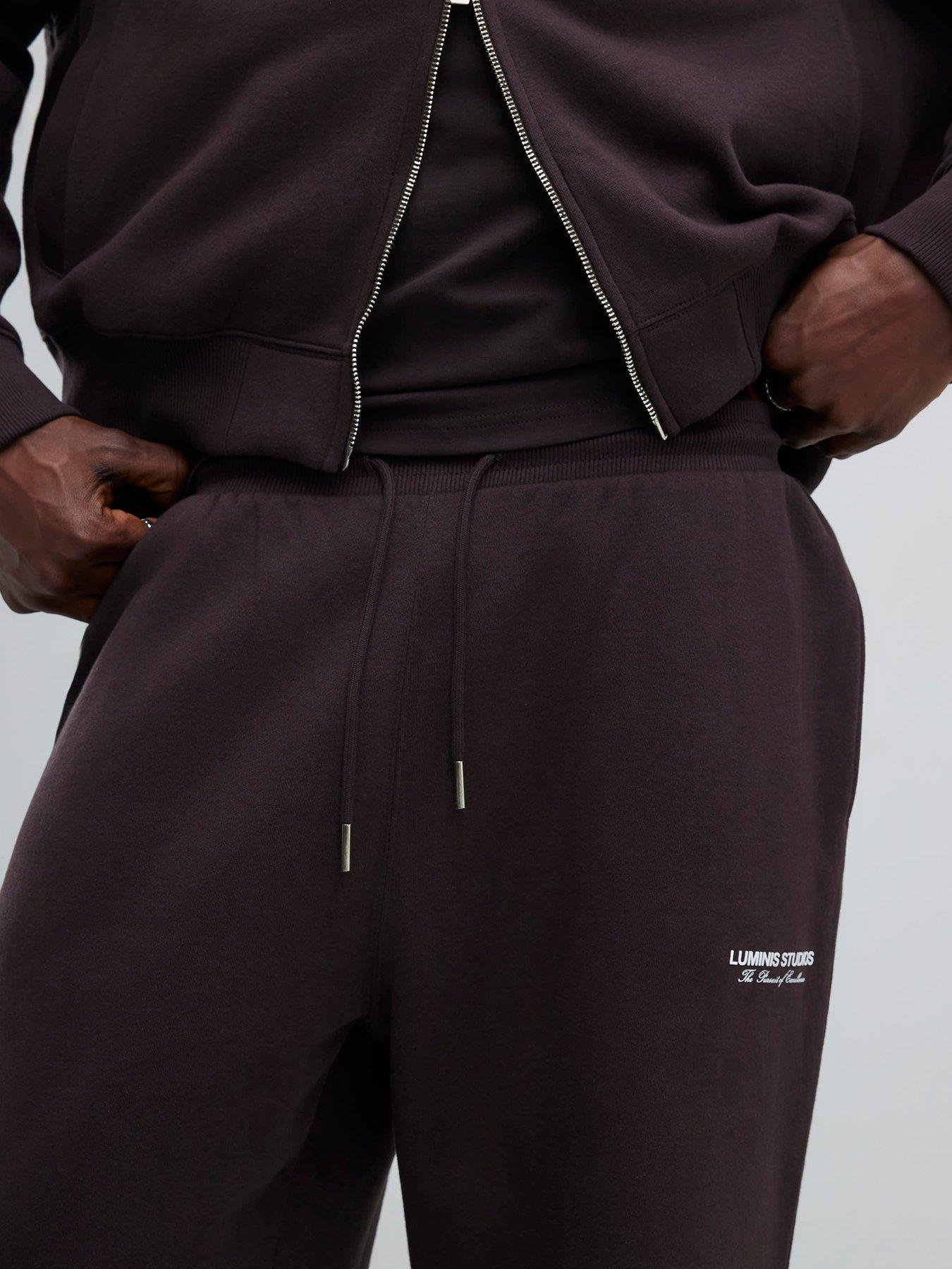  image of river-island-wide-leg-luminis-studios-joggers-brown