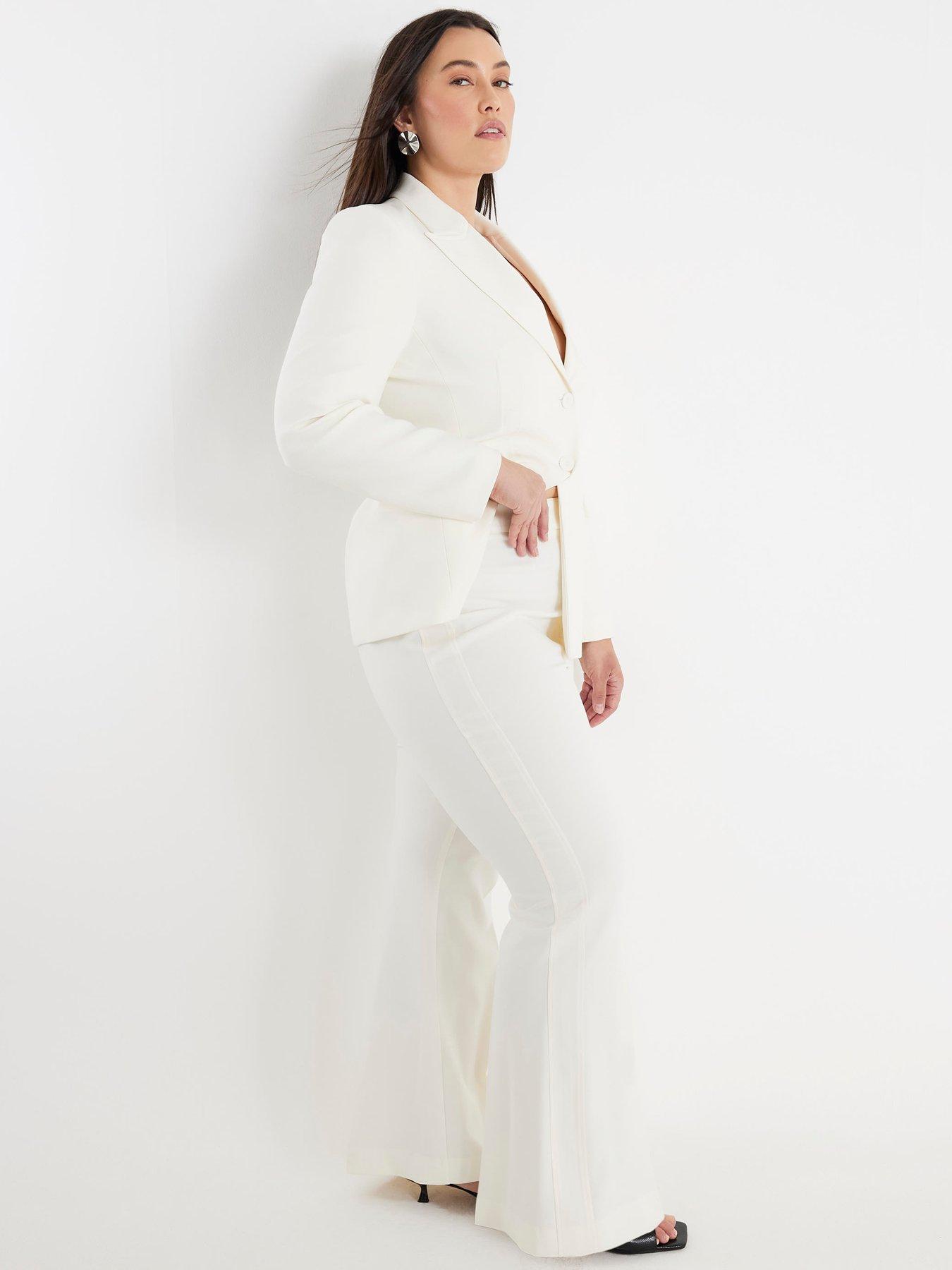 image of river-island-tuxedo-straight-trousers-cream