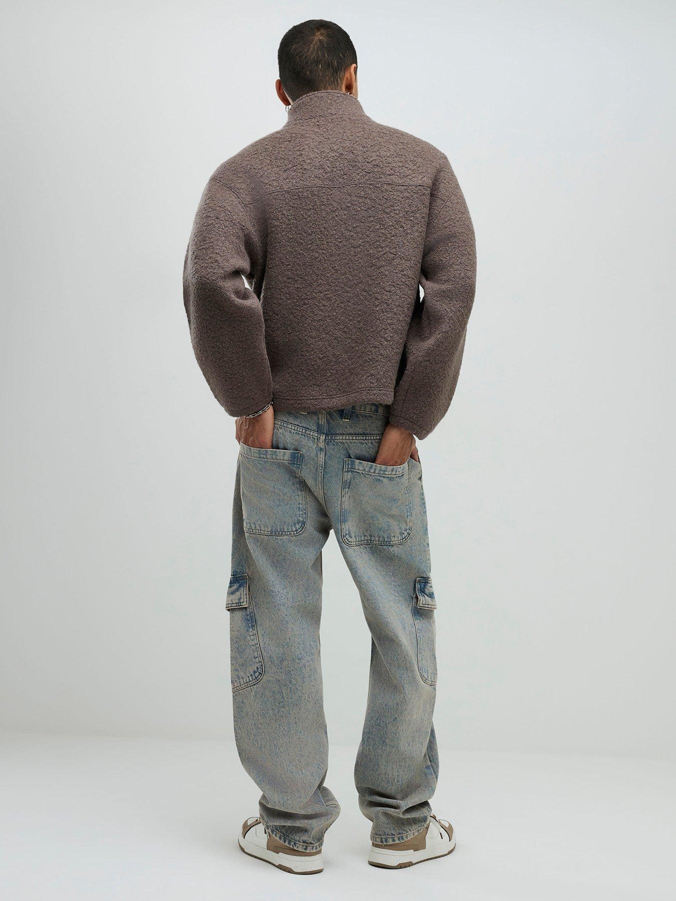  image of river-island-loose-fit-cargo-jeans-blue