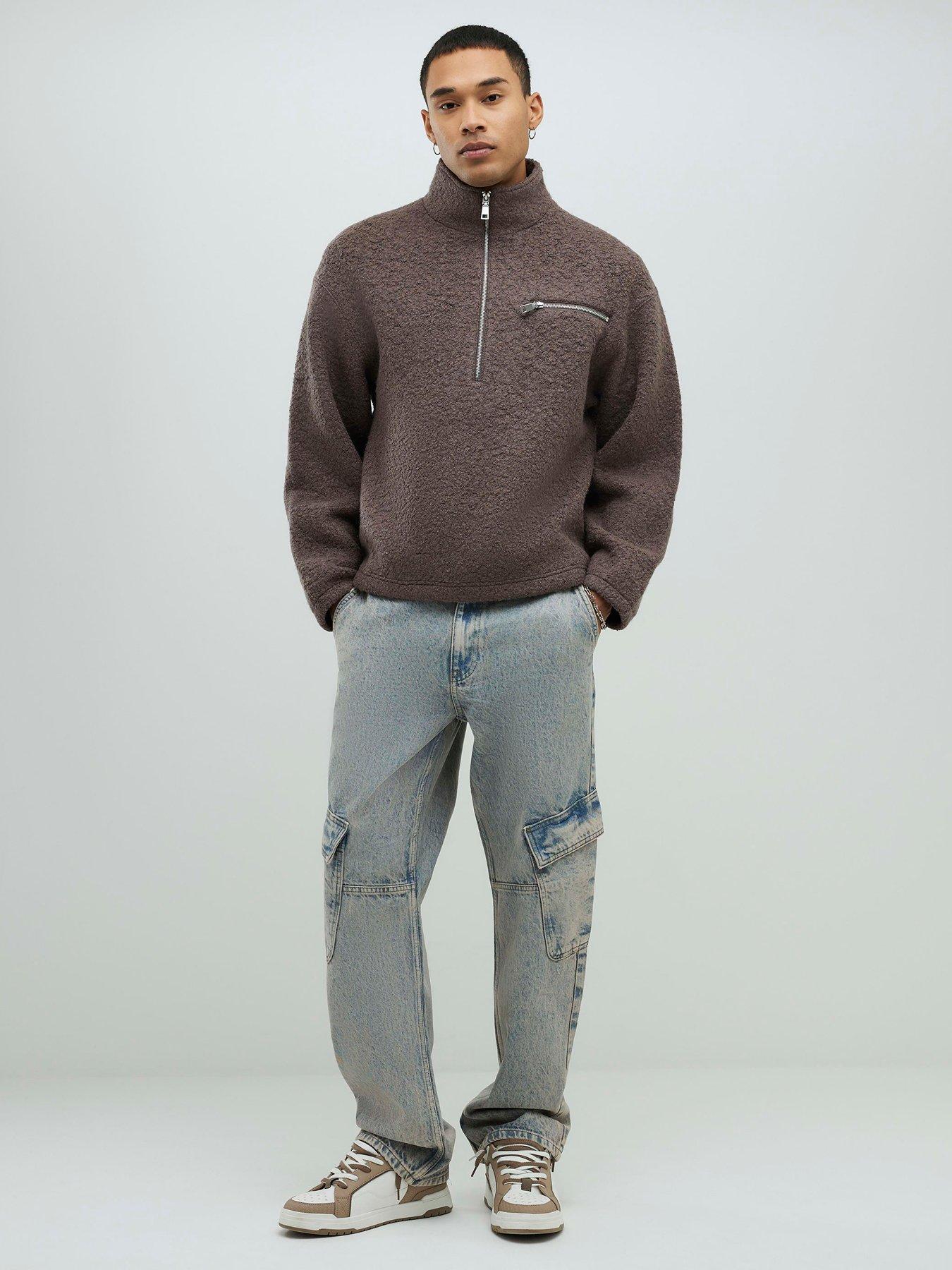  image of river-island-loose-fit-cargo-jeans-blue