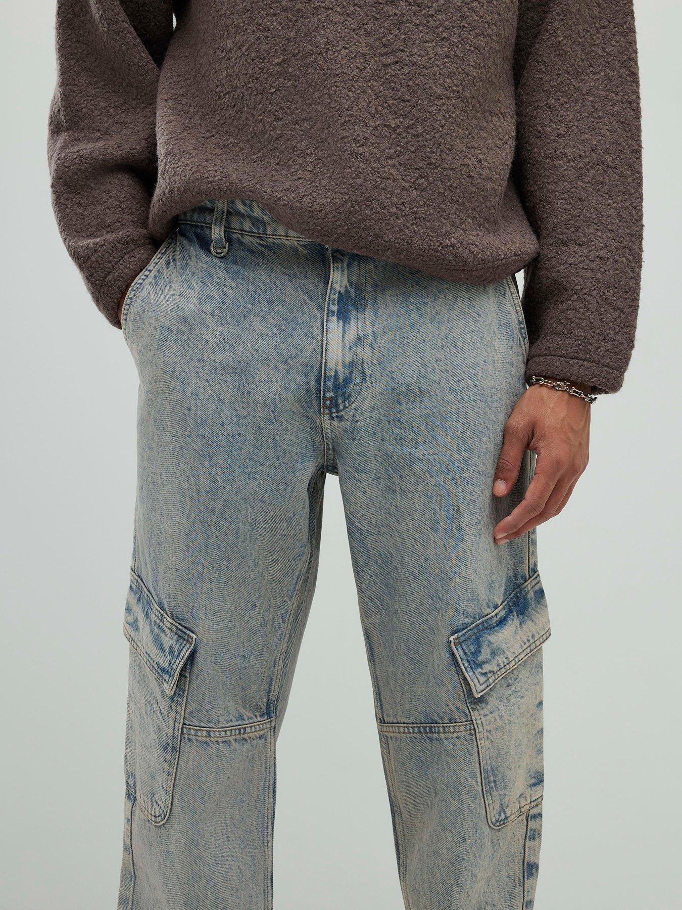  image of river-island-loose-fit-cargo-jeans-blue