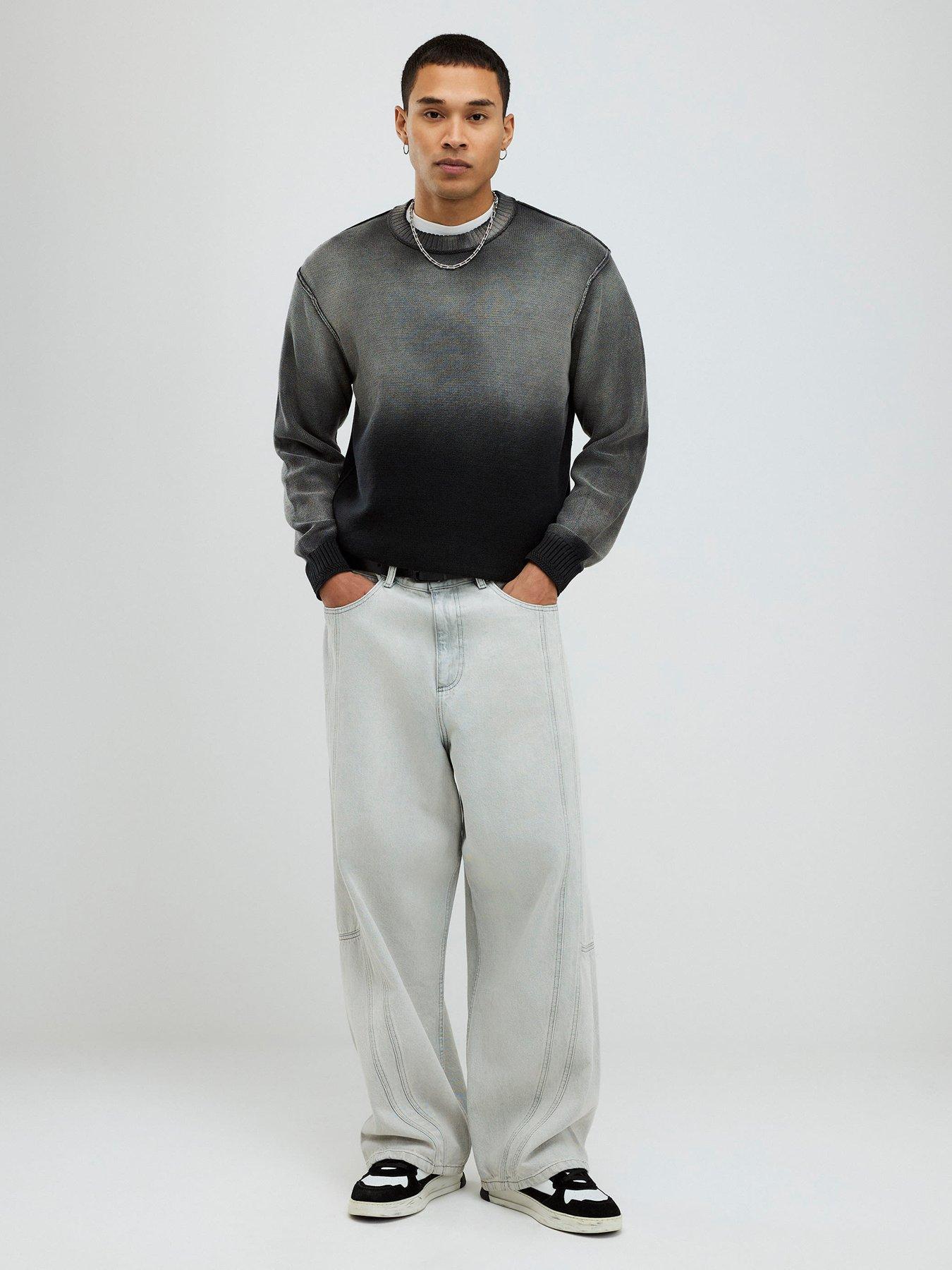  image of river-island-relaxed-fit-garment-dye-jumper-black