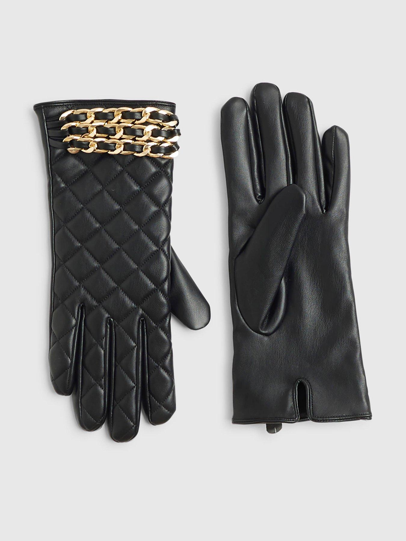 River Island Quilted Chain Trim Glove - Black