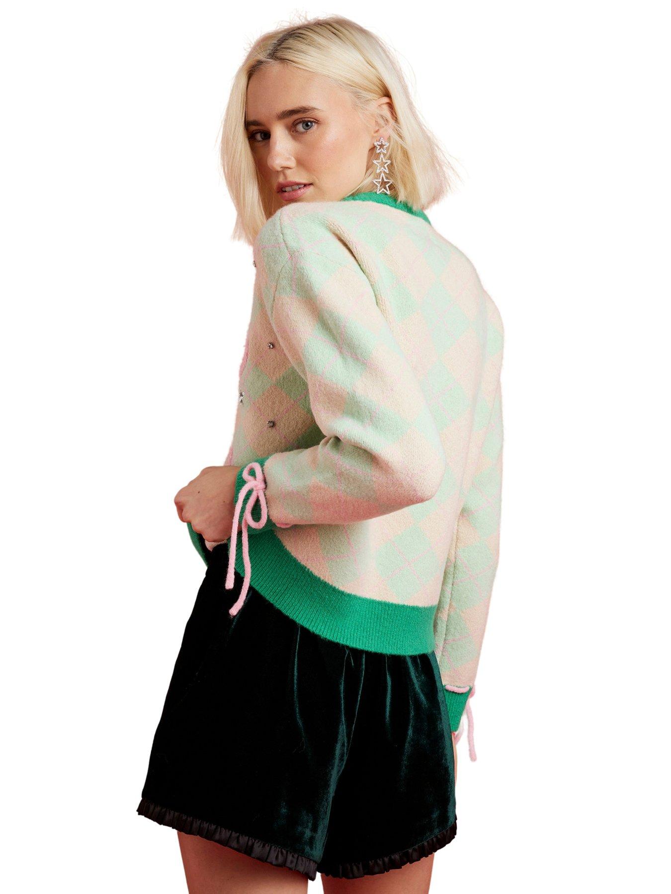  image of river-island-nephthys-bow-christmas-jumper-green