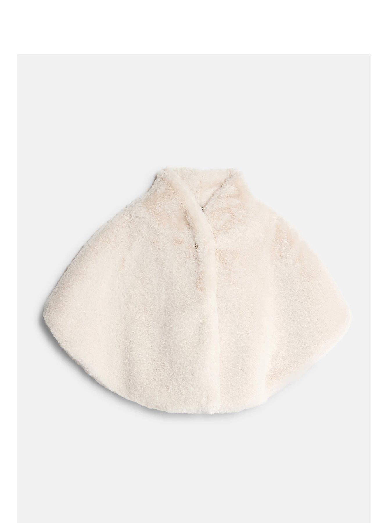 front image of river-island-faux-fur-brooch-cape-cream