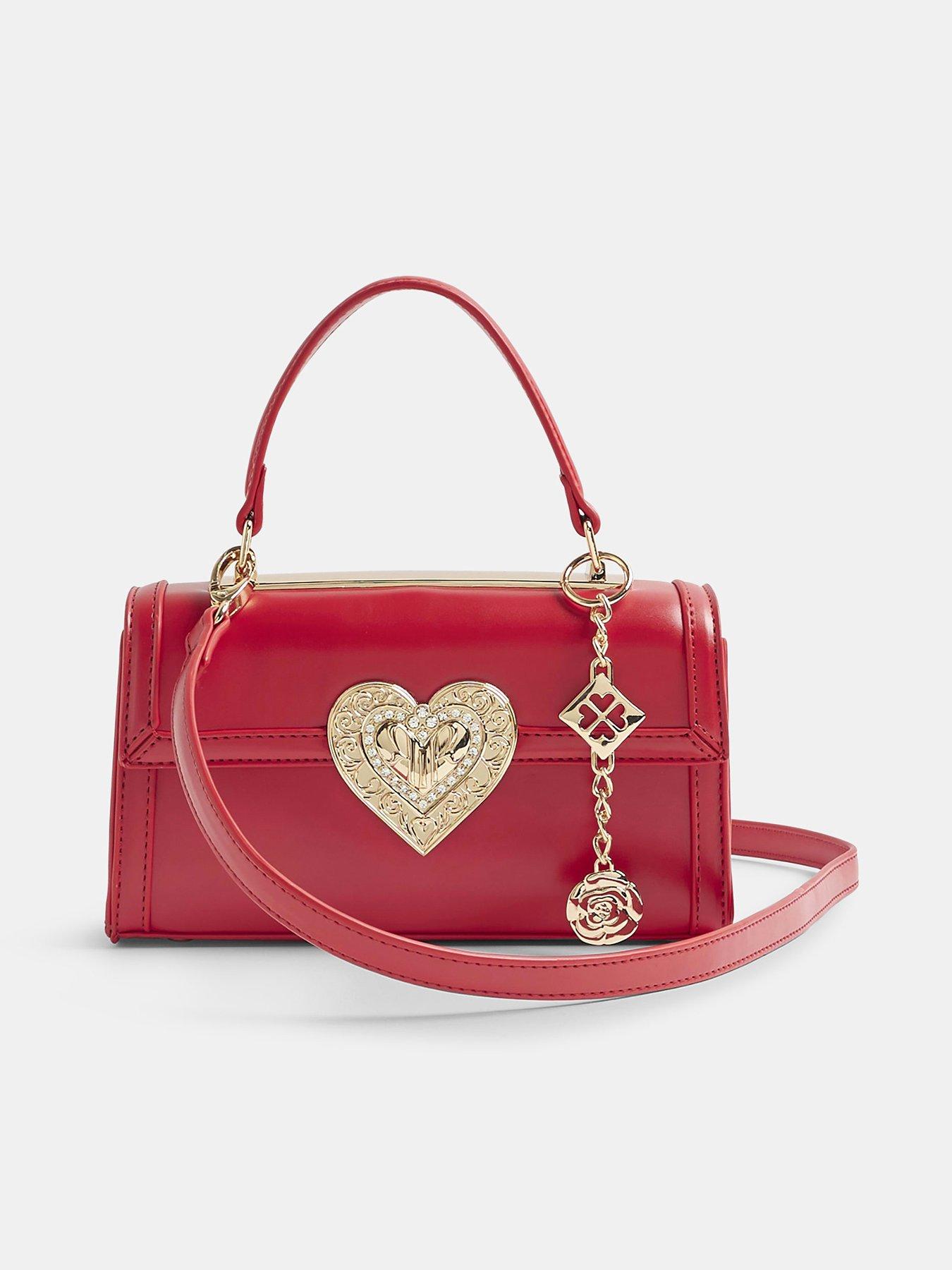 Image 2 of 4 of River Island Heart Lock Cross Body Bag - Red