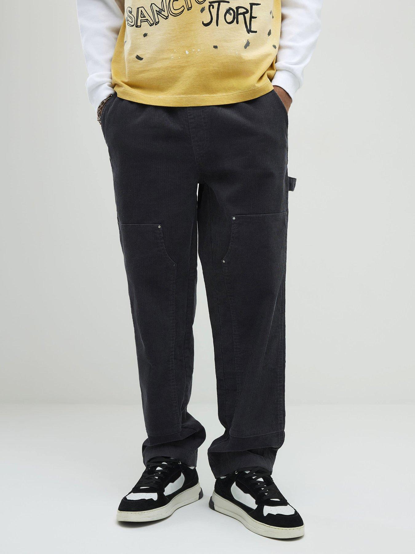 River Island Loose Fit Corduroy Pull On Trousers - Grey