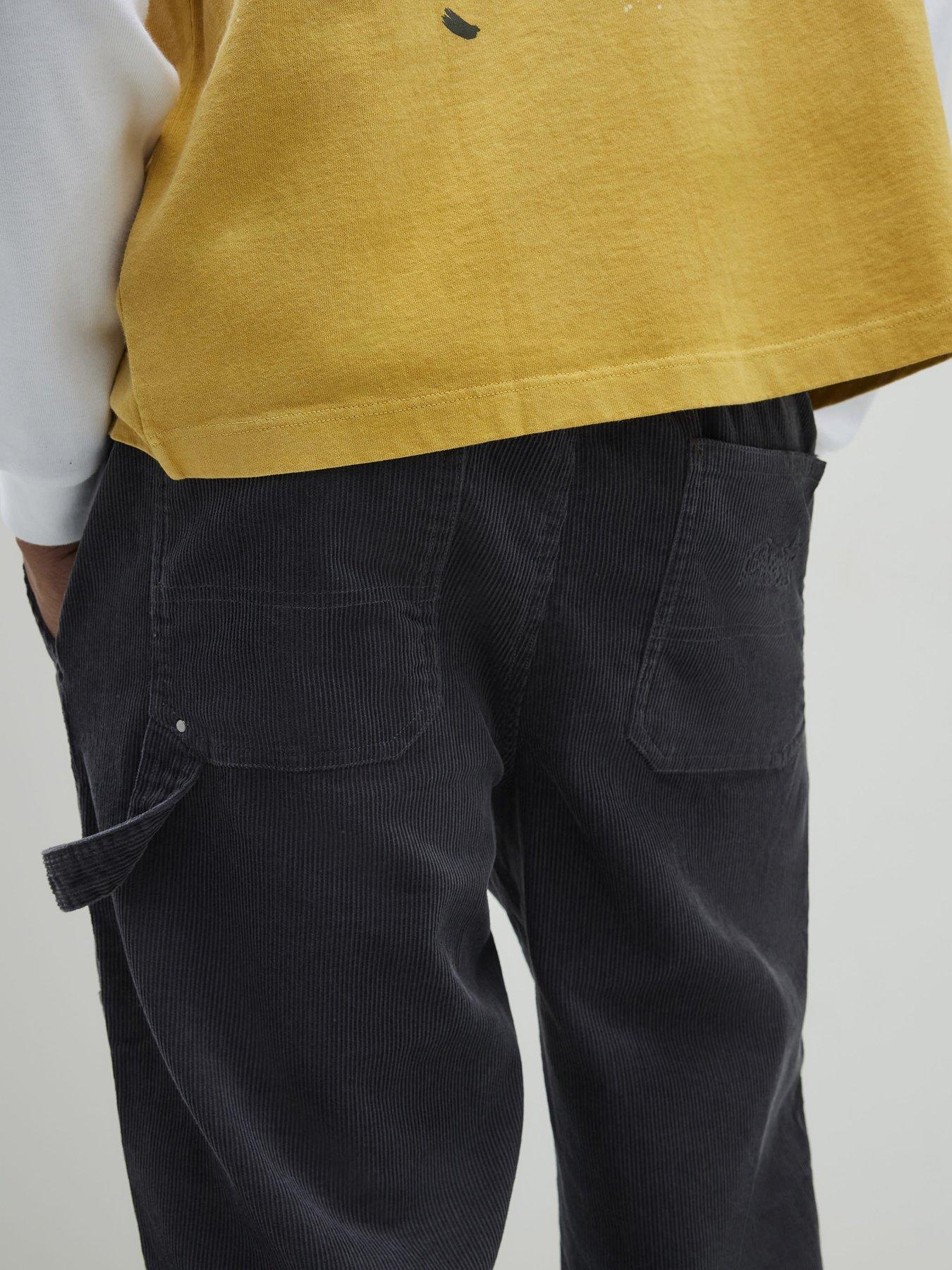  image of river-island-loose-fit-corduroy-pull-on-trousers-grey