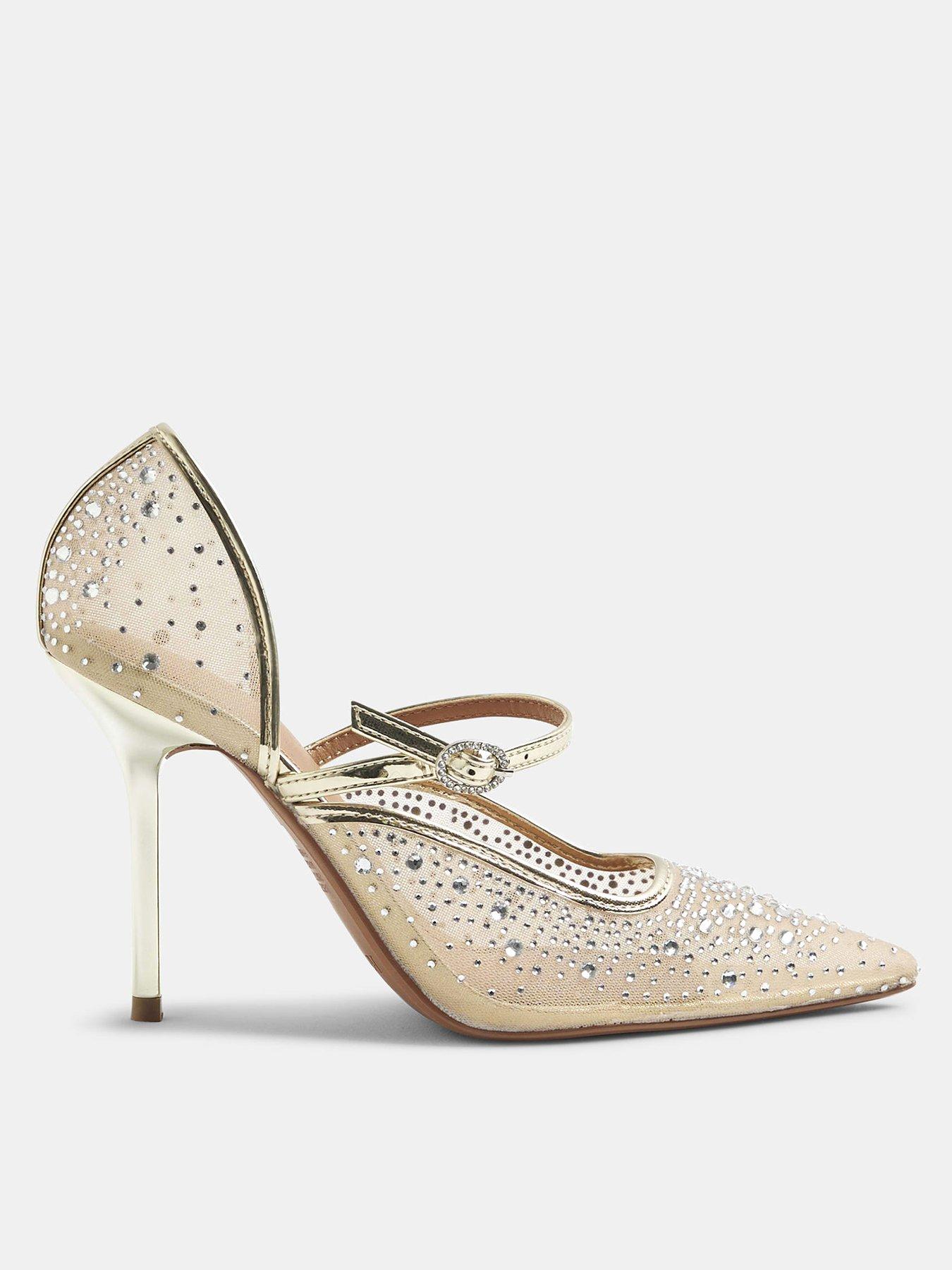 stillFront image of river-island-embellished-court-heels-gold