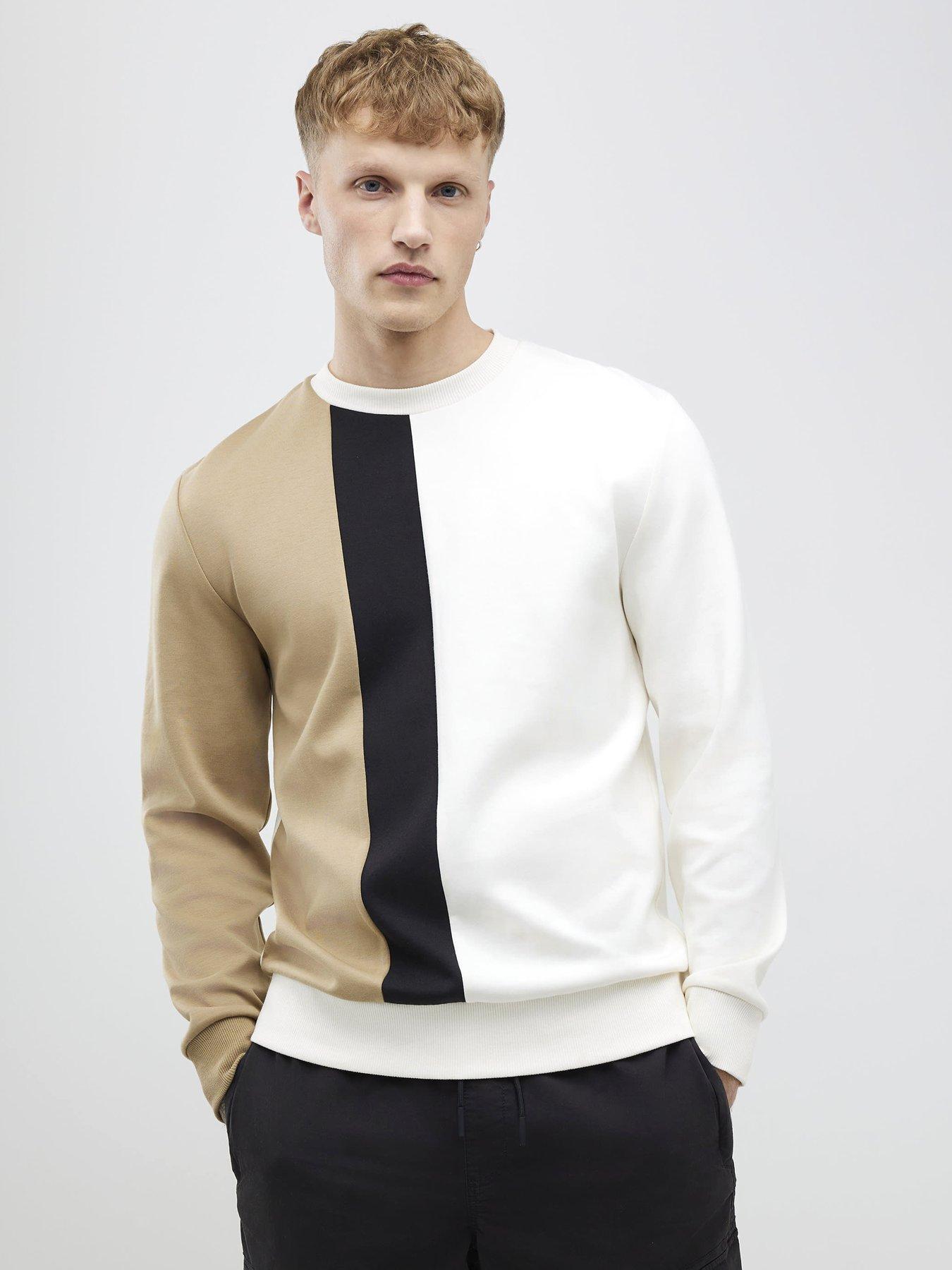 front image of river-island-regular-fit-colour-block-sweatshirt-natural