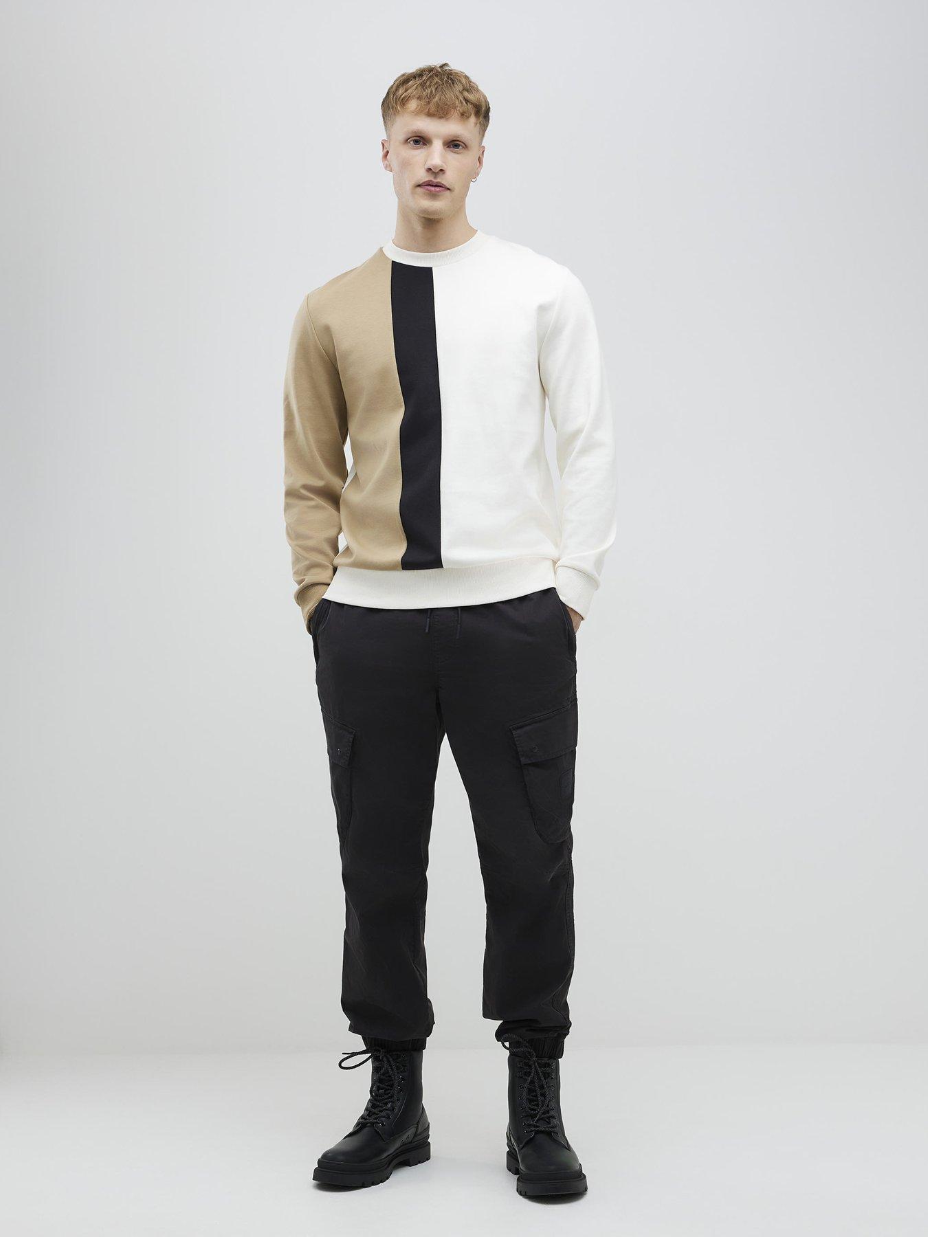  image of river-island-regular-fit-colour-block-sweatshirt-natural