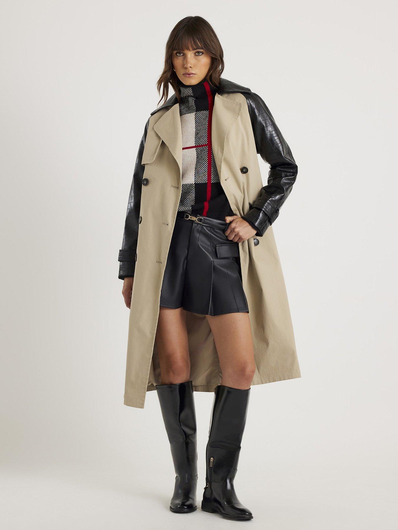 Image 3 of 4 of River Island Check Print High Neck Jumper - Black