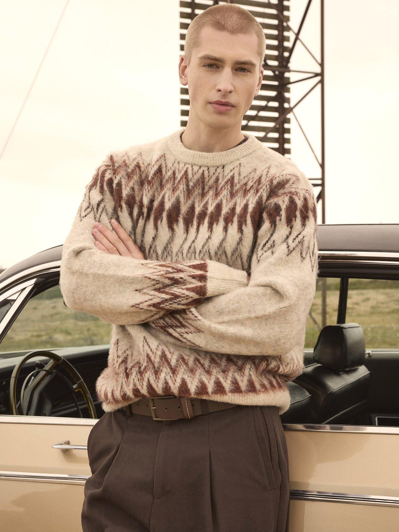  image of river-island-beige-regular-fit-fairisle-jumper-natural