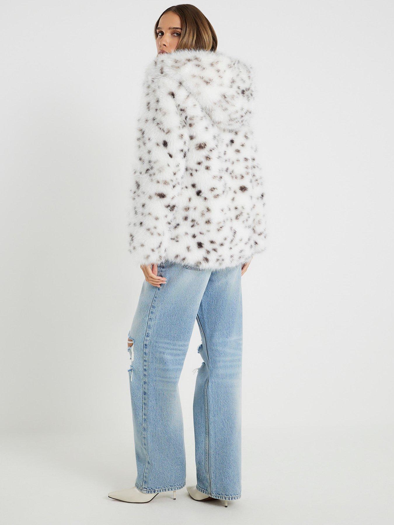  image of river-island-animal-print-hooded-faux-fur-coat-white