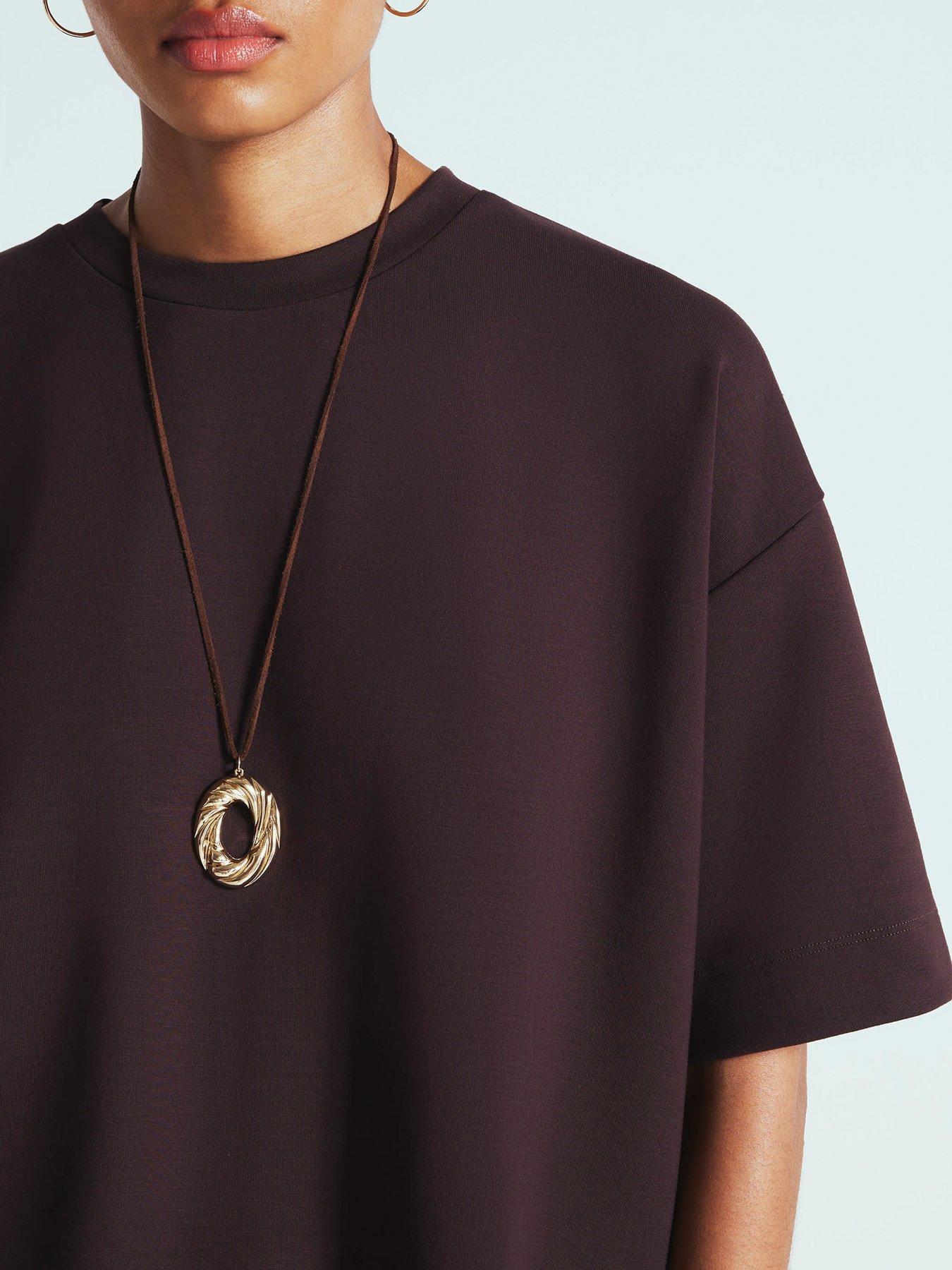  image of river-island-premium-short-sleeve-boxy-t-shirt-brown