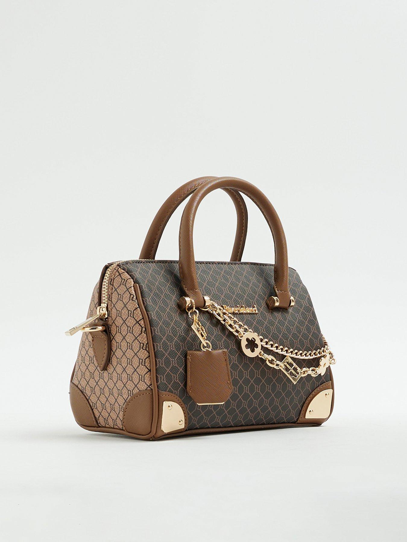 back image of river-island-monogram-chain-detail-bowler-bag-brown