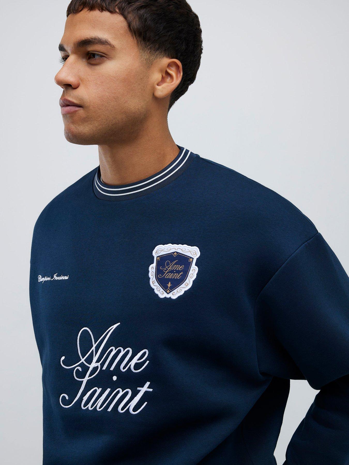  image of river-island-regular-fit-football-badge-sweatshirt-blue