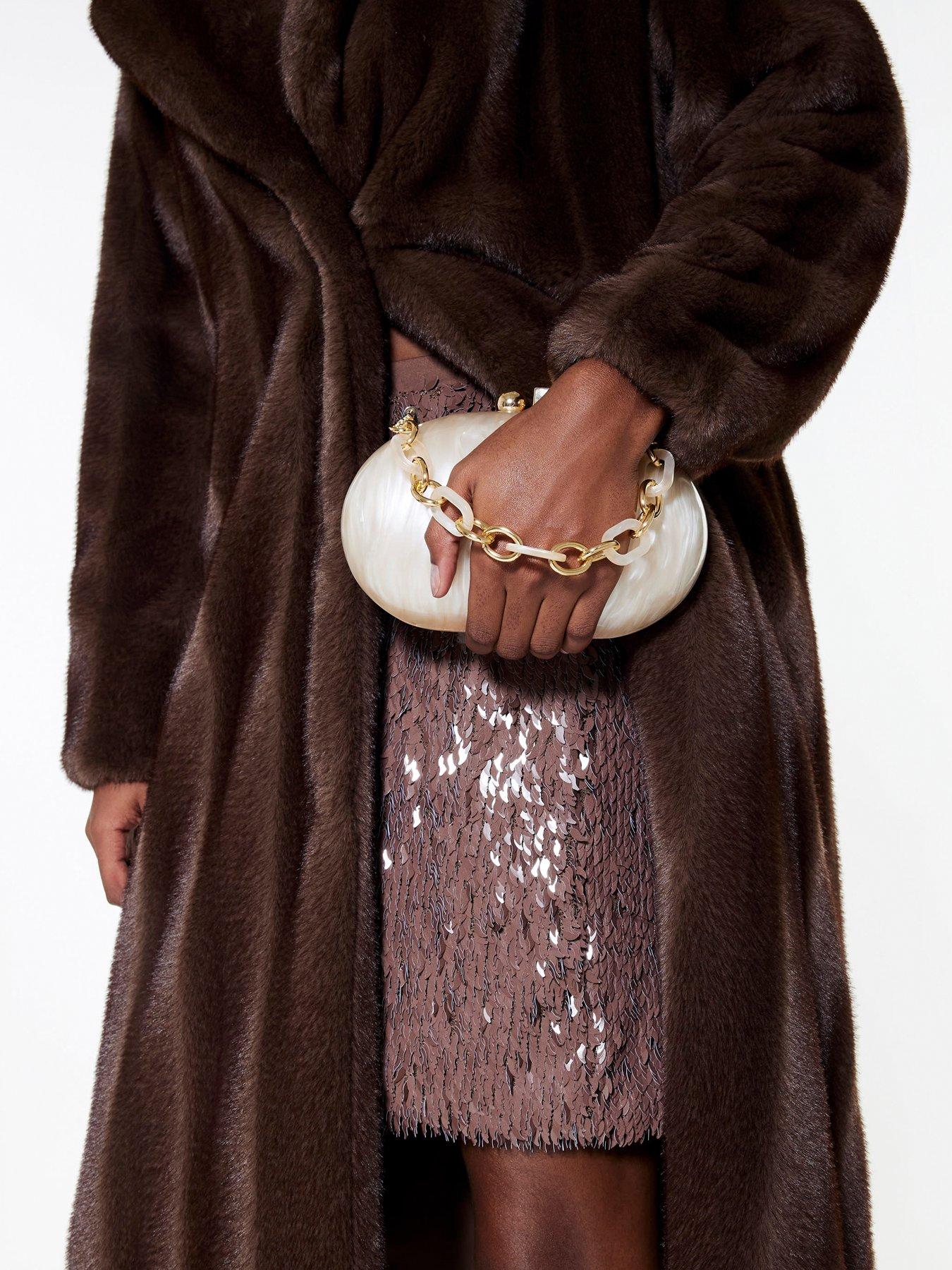  image of river-island-marble-hard-shell-clutch-bag-cream