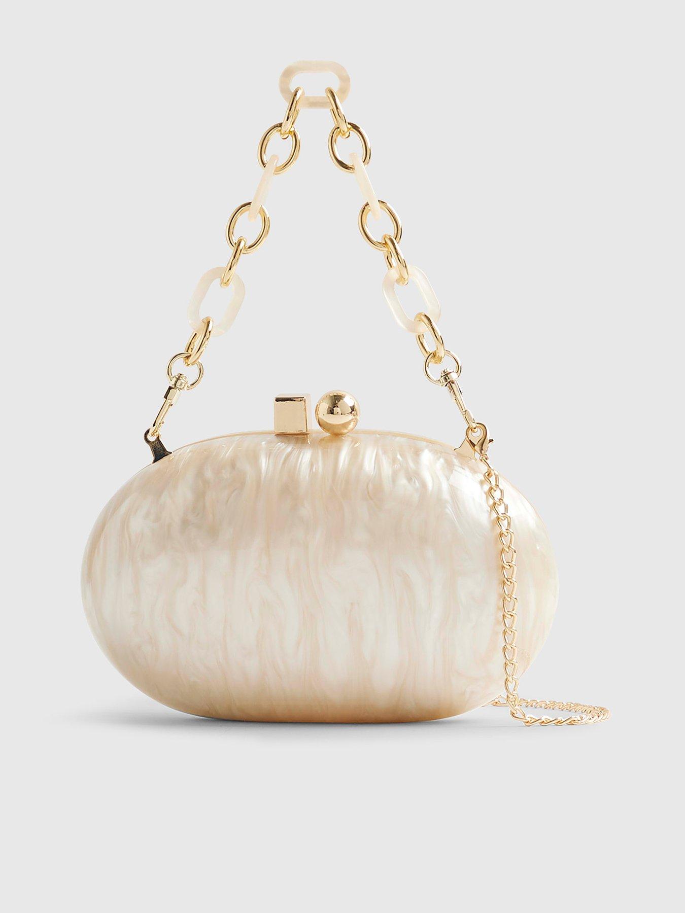  image of river-island-marble-hard-shell-clutch-bag-cream
